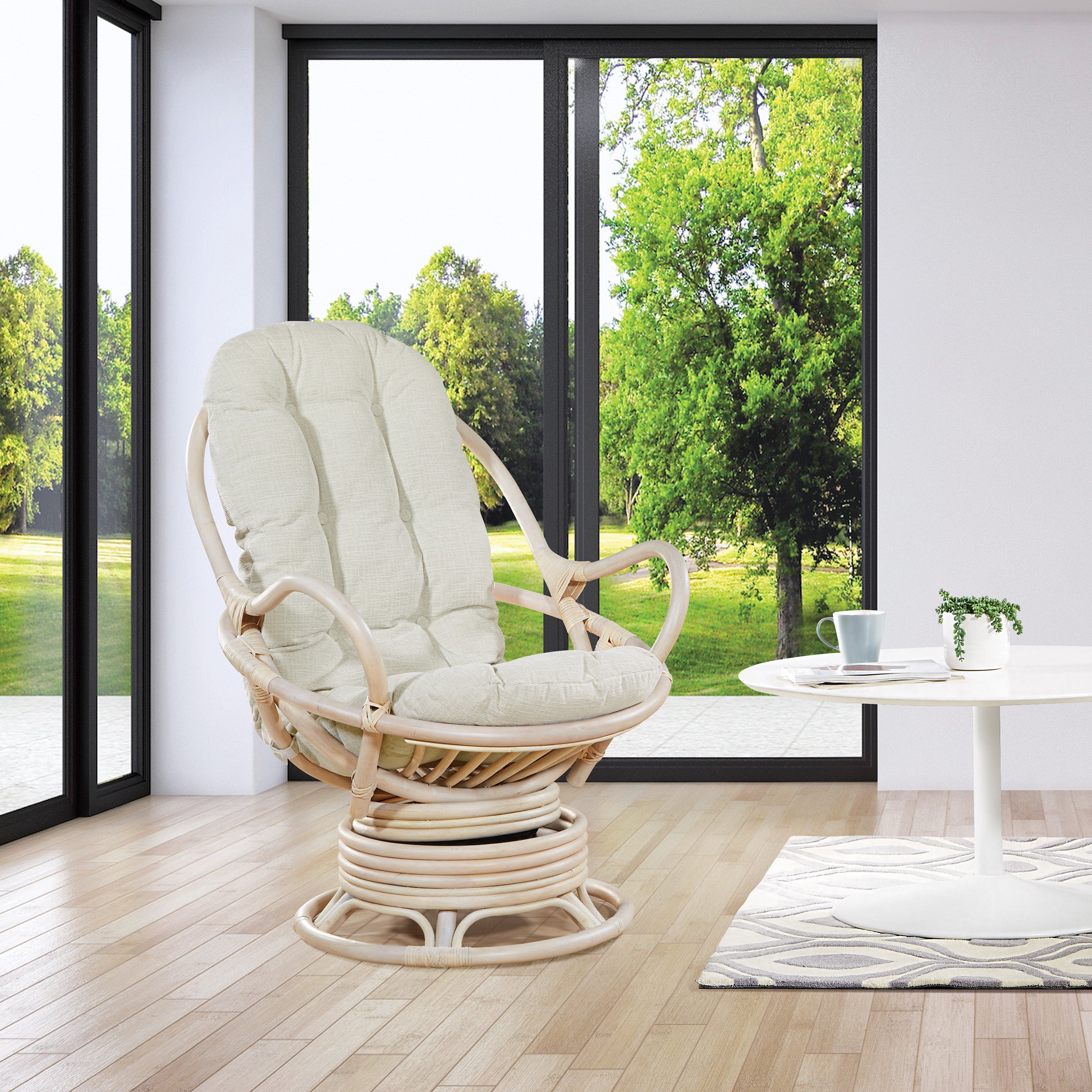 Lanai Rattan Swivel Rocker - Linen