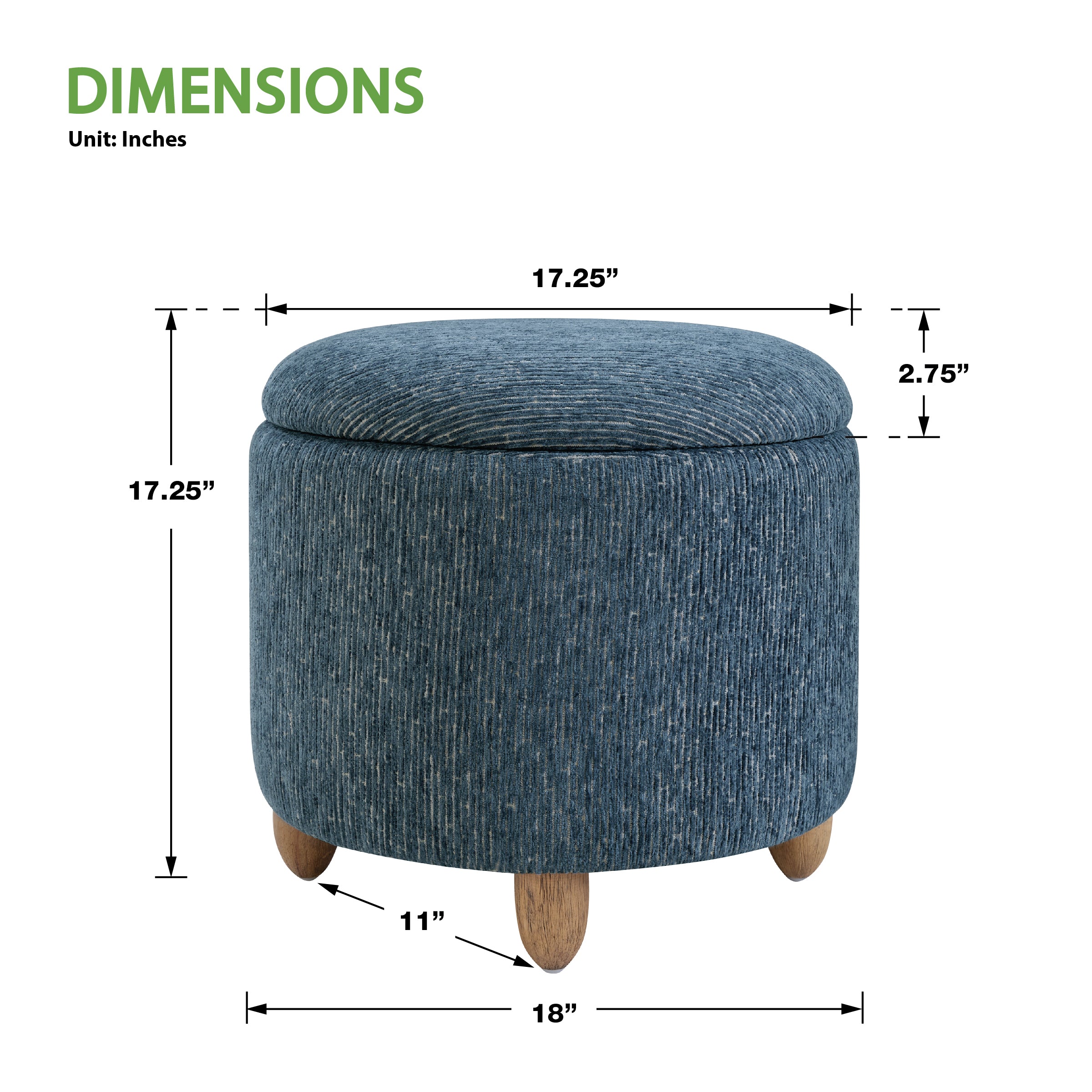 Lyra Storage Ottoman - Atlantic
