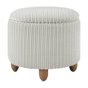 Lyra Storage Ottoman in Sherpa Parchment Fabric with Medium Oak Legs