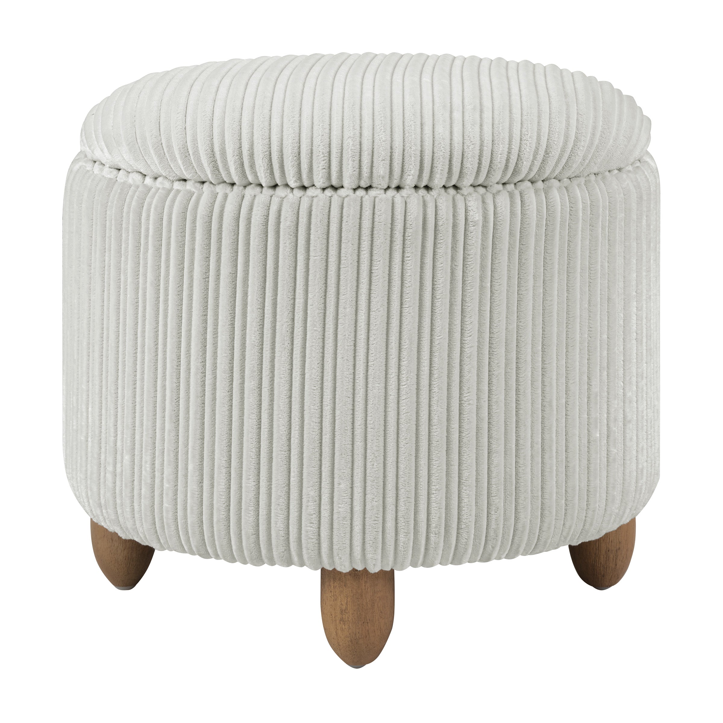 Lyra Storage Ottoman in Sherpa Parchment Fabric with Medium Oak Legs