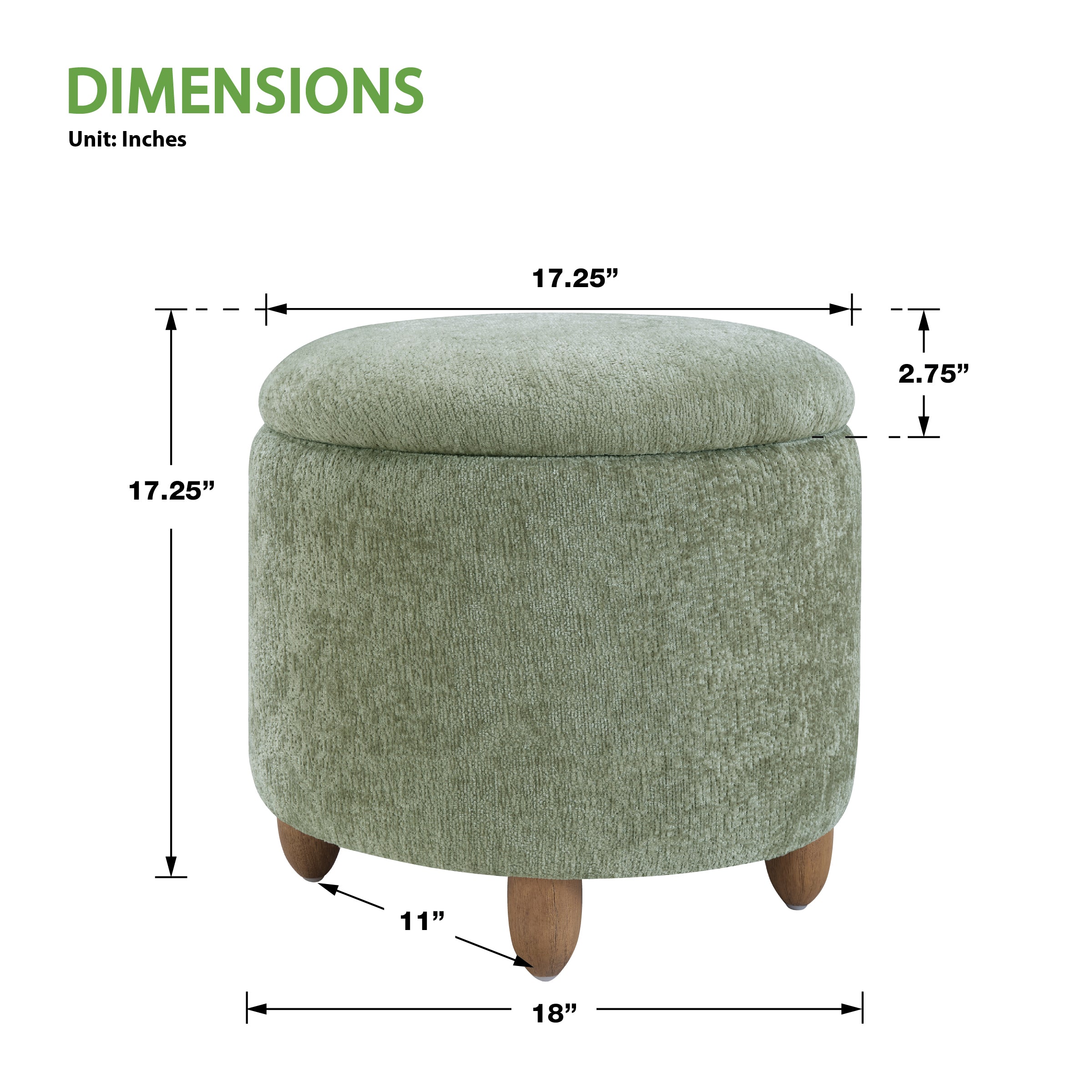Lyra Storage Ottoman - Spring Green