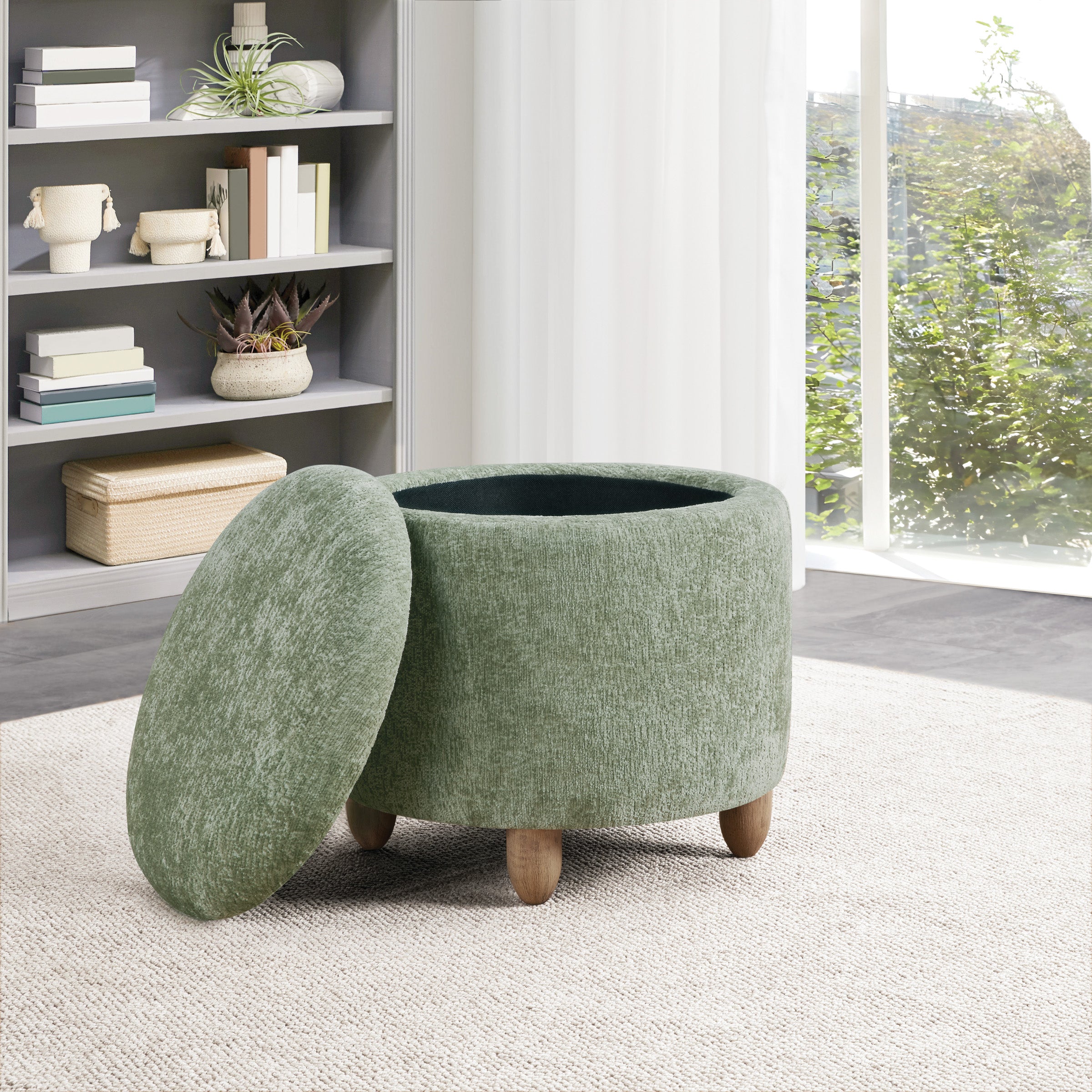 Lyra Storage Ottoman - Spring Green