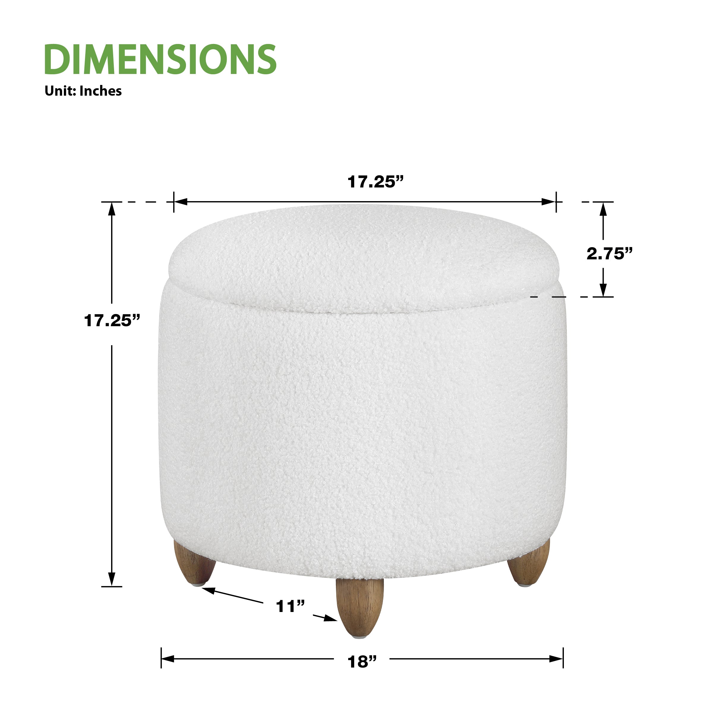 Lyra Storage Ottoman - Ivory Sherpa