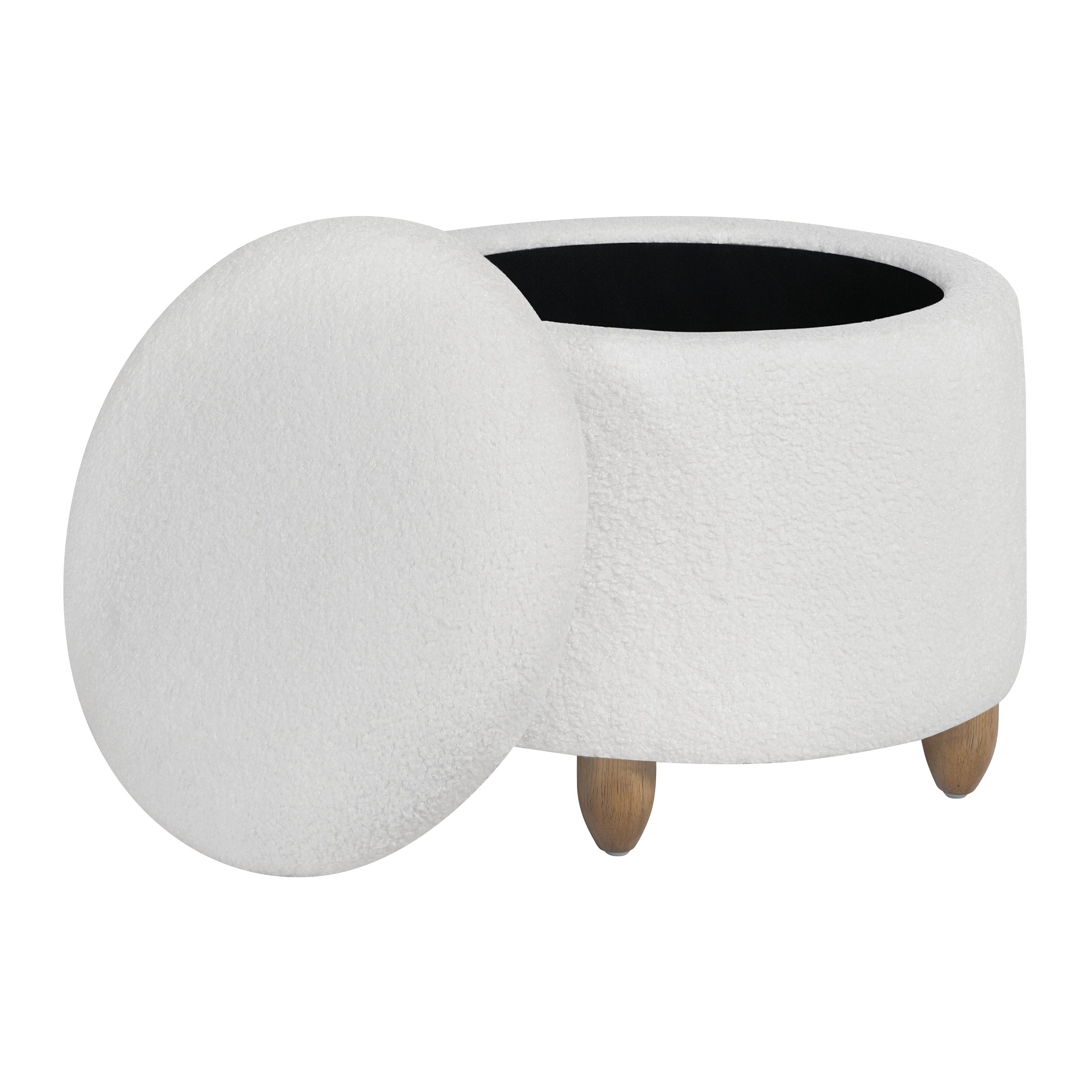 Lyra Storage Ottoman - Ivory Sherpa