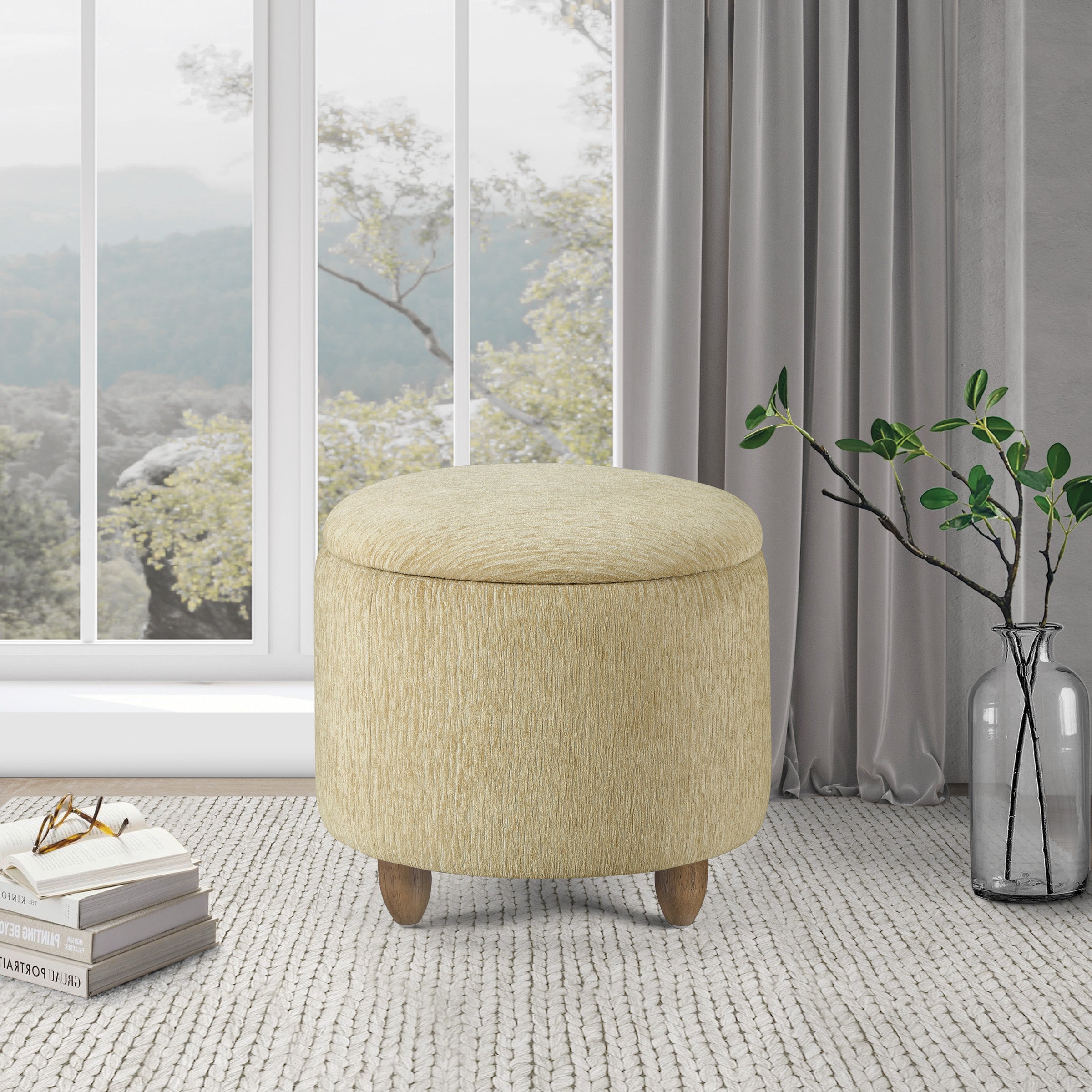Lyra Storage Ottoman - Camel