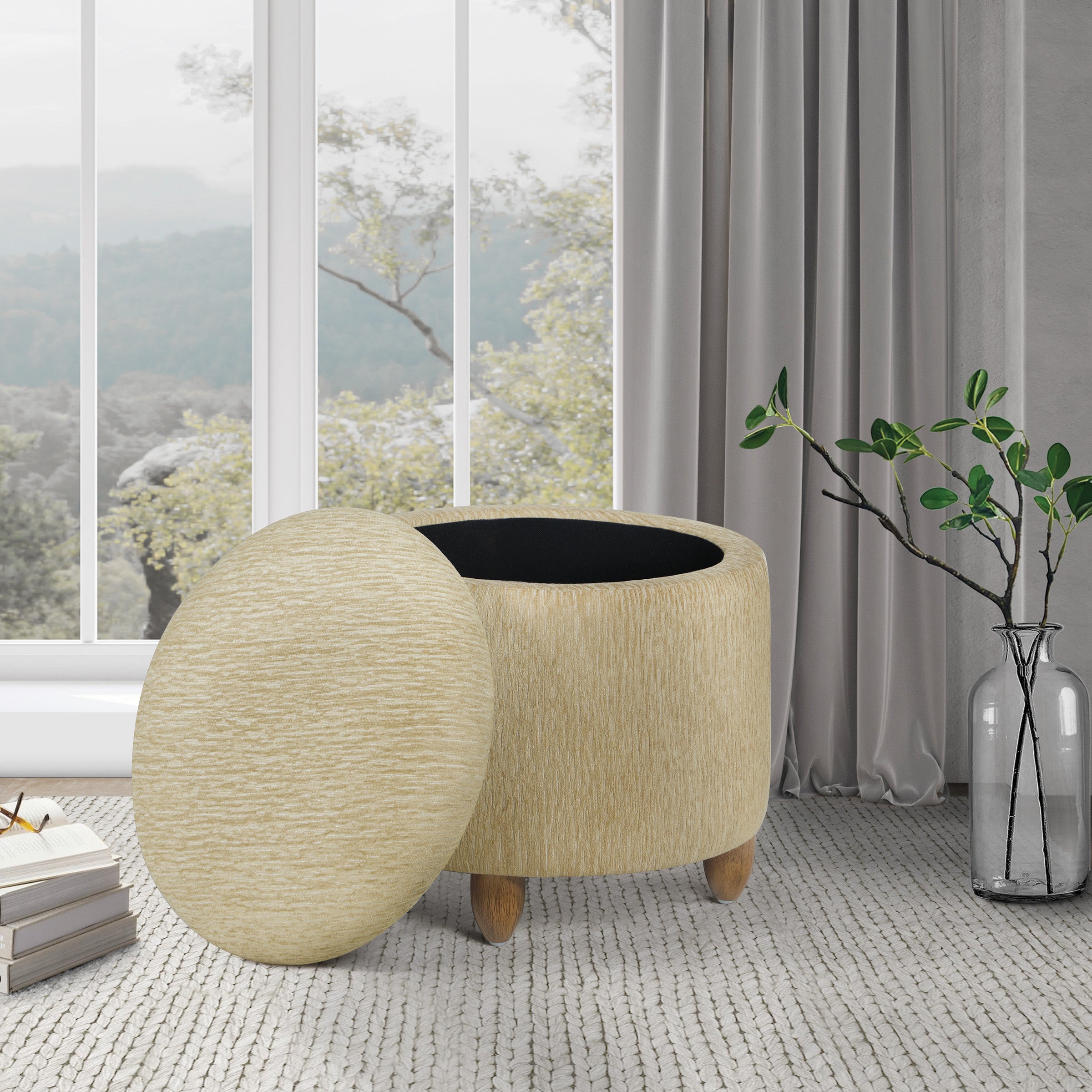 Lyra Storage Ottoman - Camel