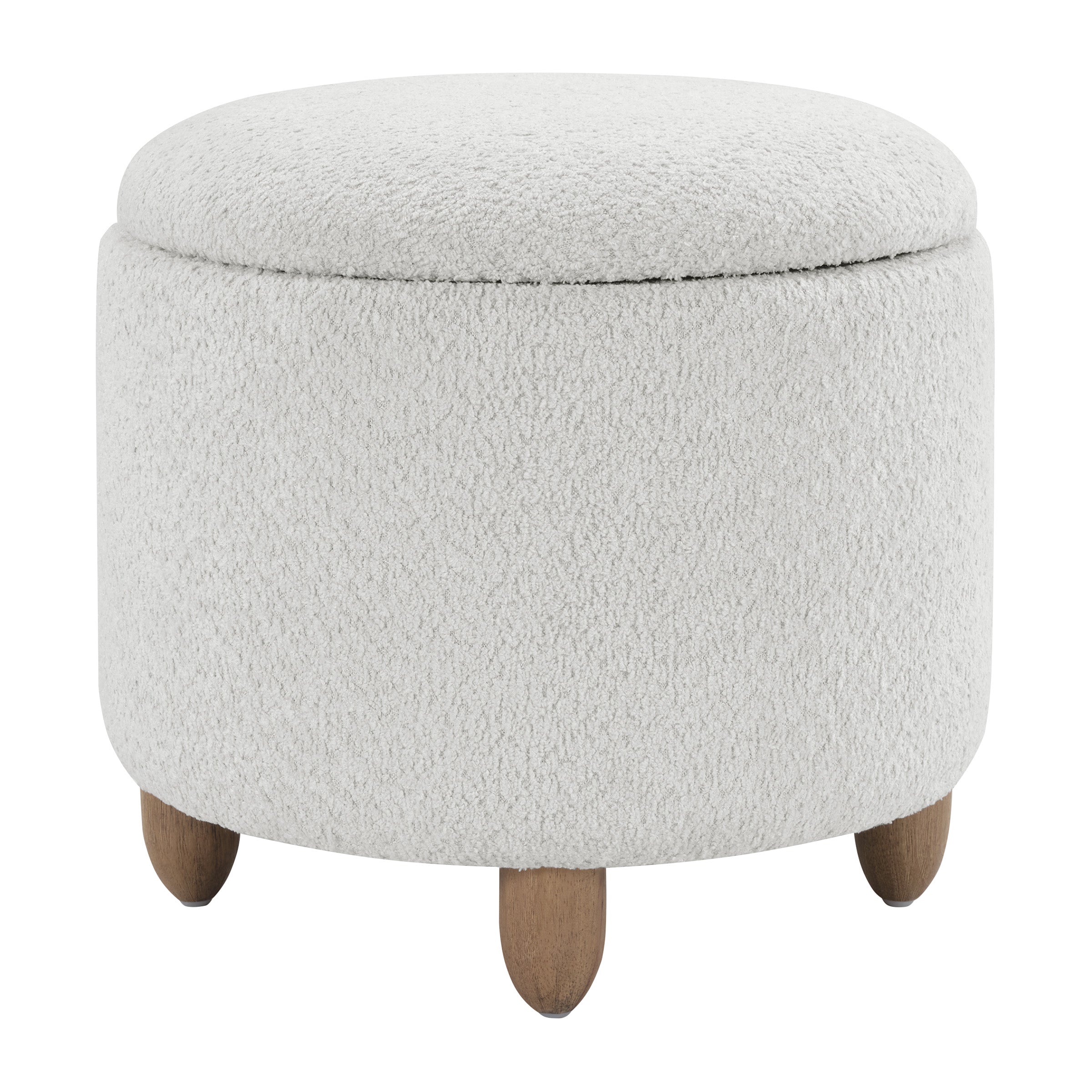 Lyra Storage Ottoman in Taupe Cord Fabric with Medium Oak Legs