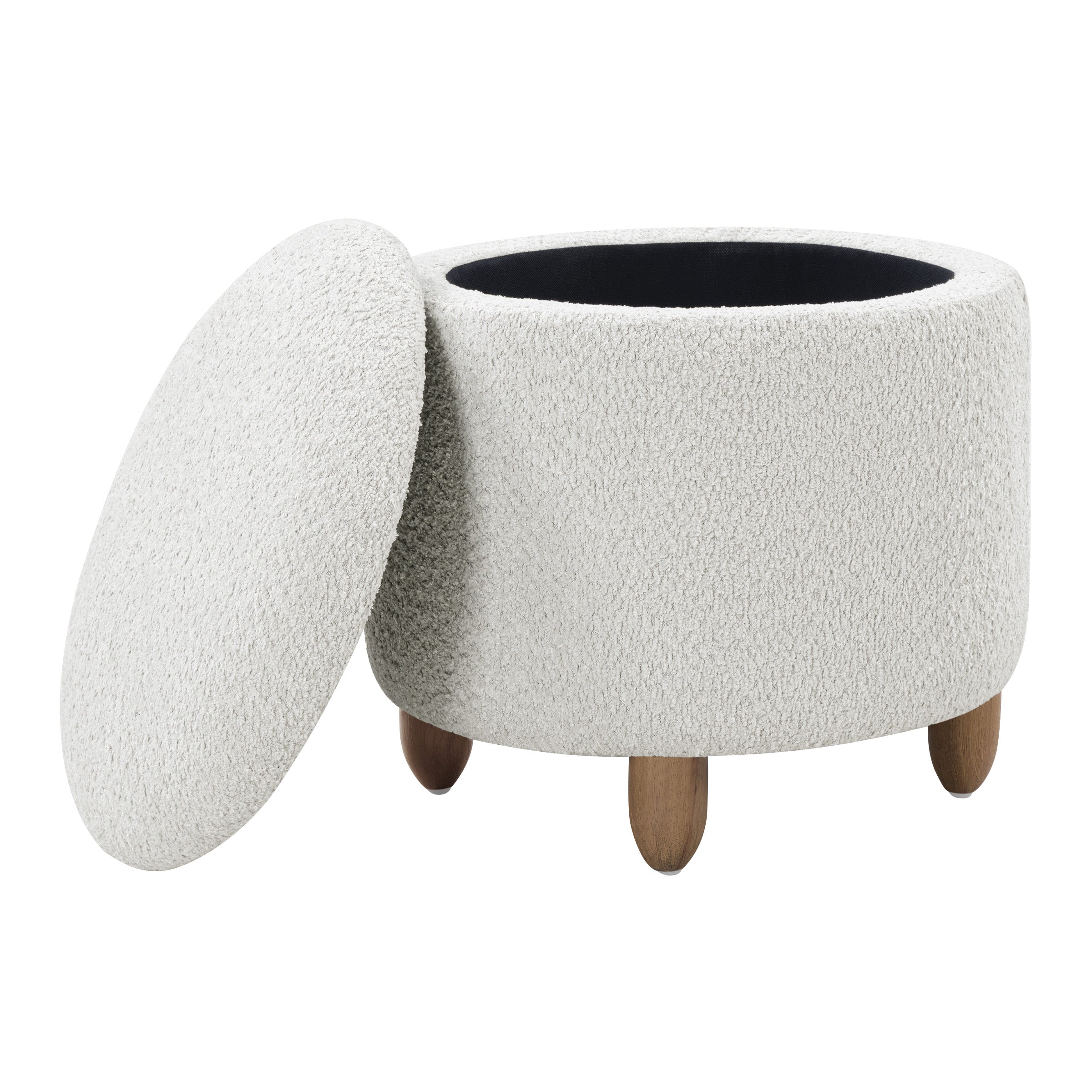 Lyra Storage Ottoman in Taupe Cord Fabric with Medium Oak Legs