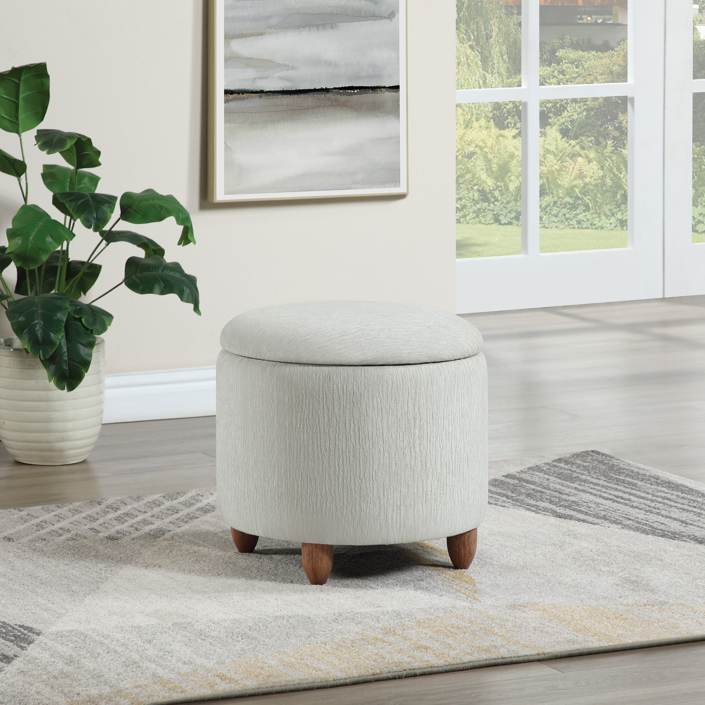Lyra Storage Ottoman - Platinum