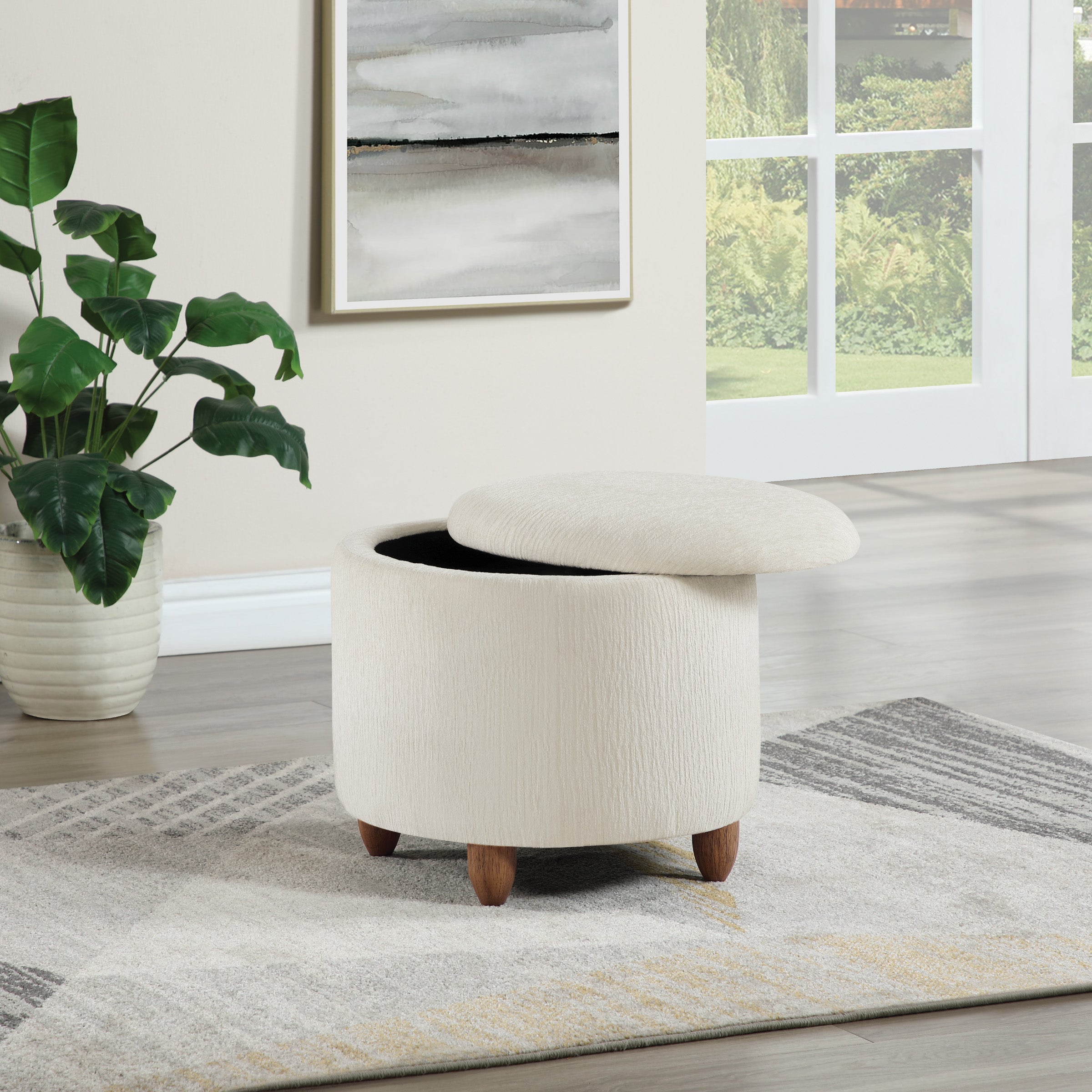Lyra Storage Ottoman - Platinum