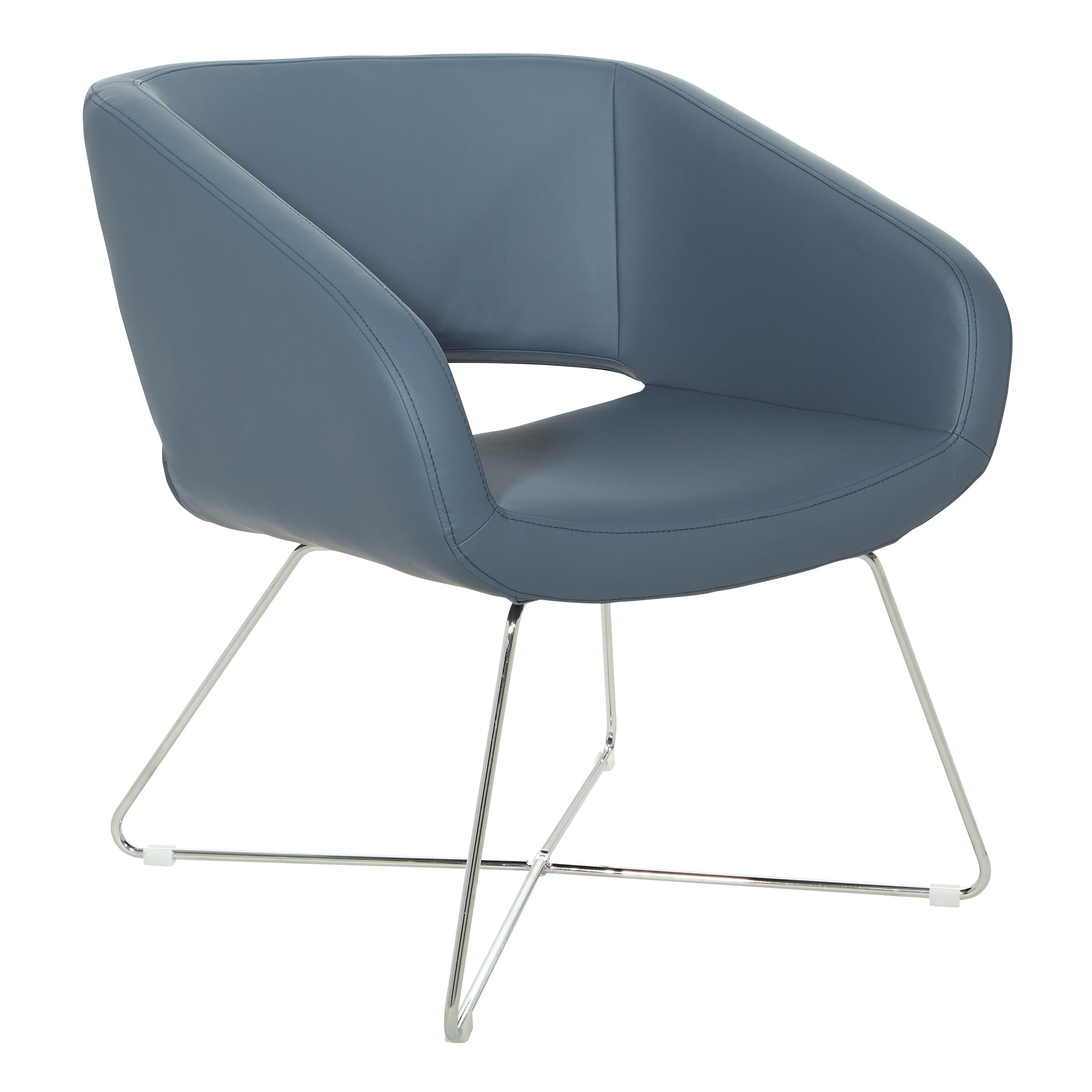 Faux Leather Lounge Chair - Blue
