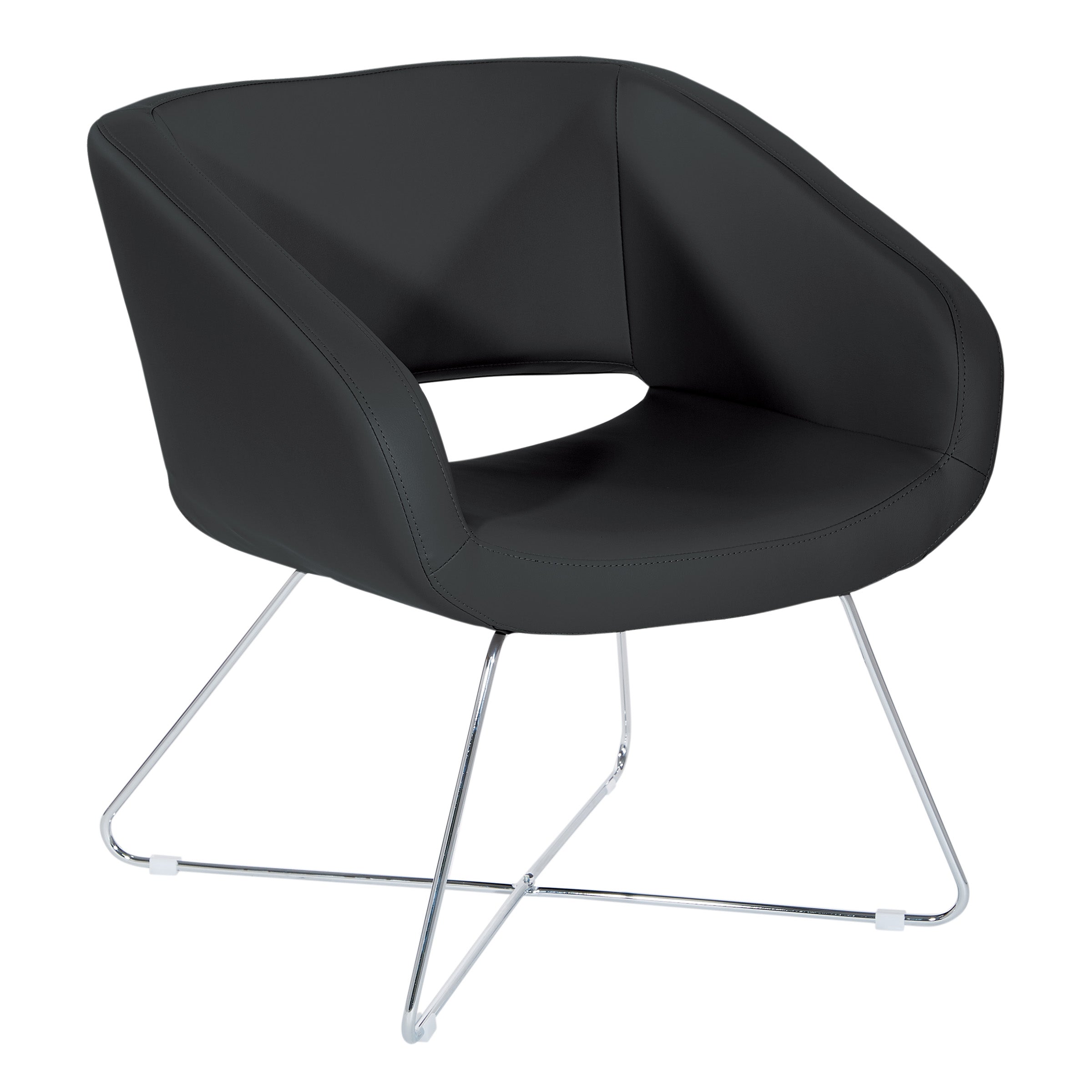 Faux Leather Lounge Chair - Black