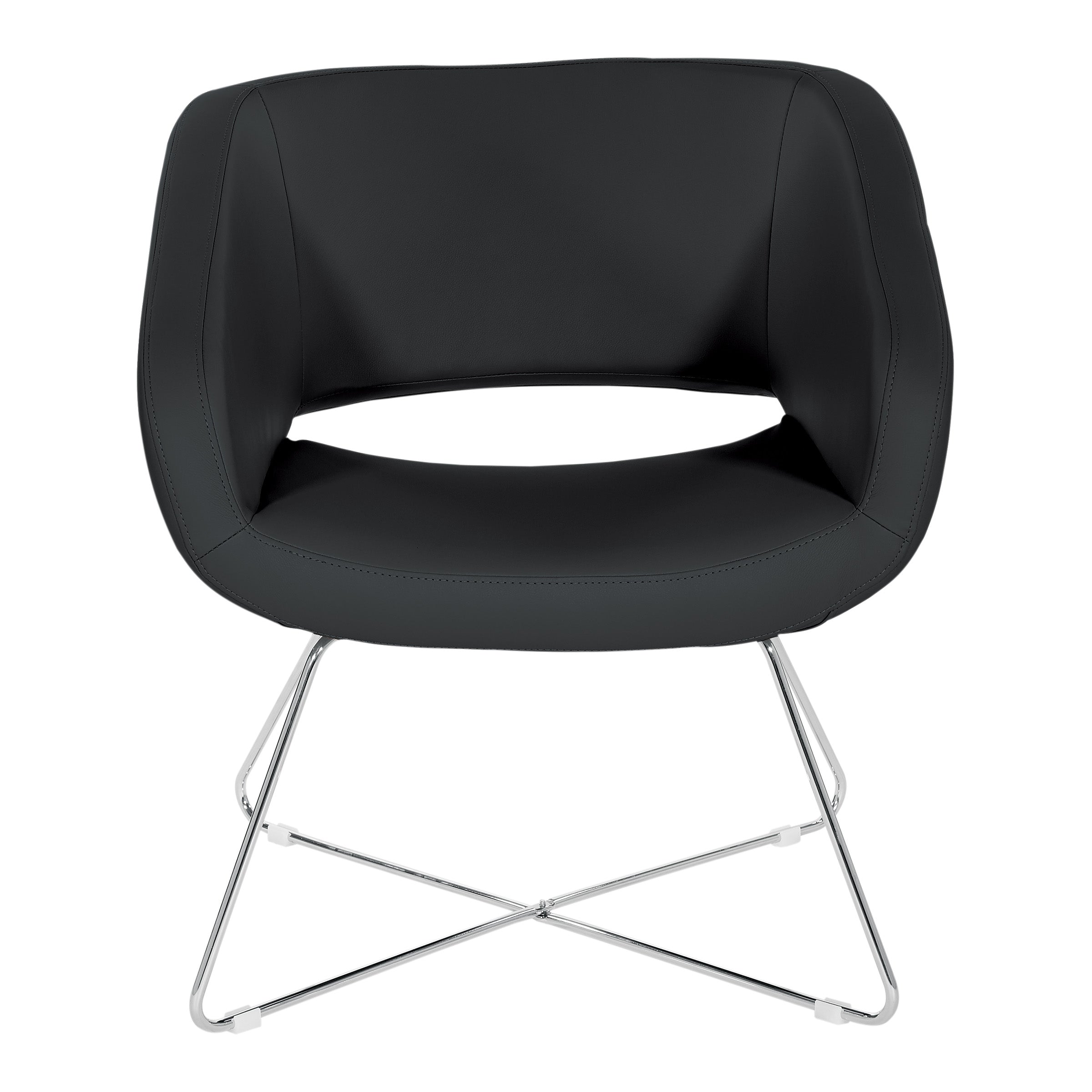Faux Leather Lounge Chair - Black