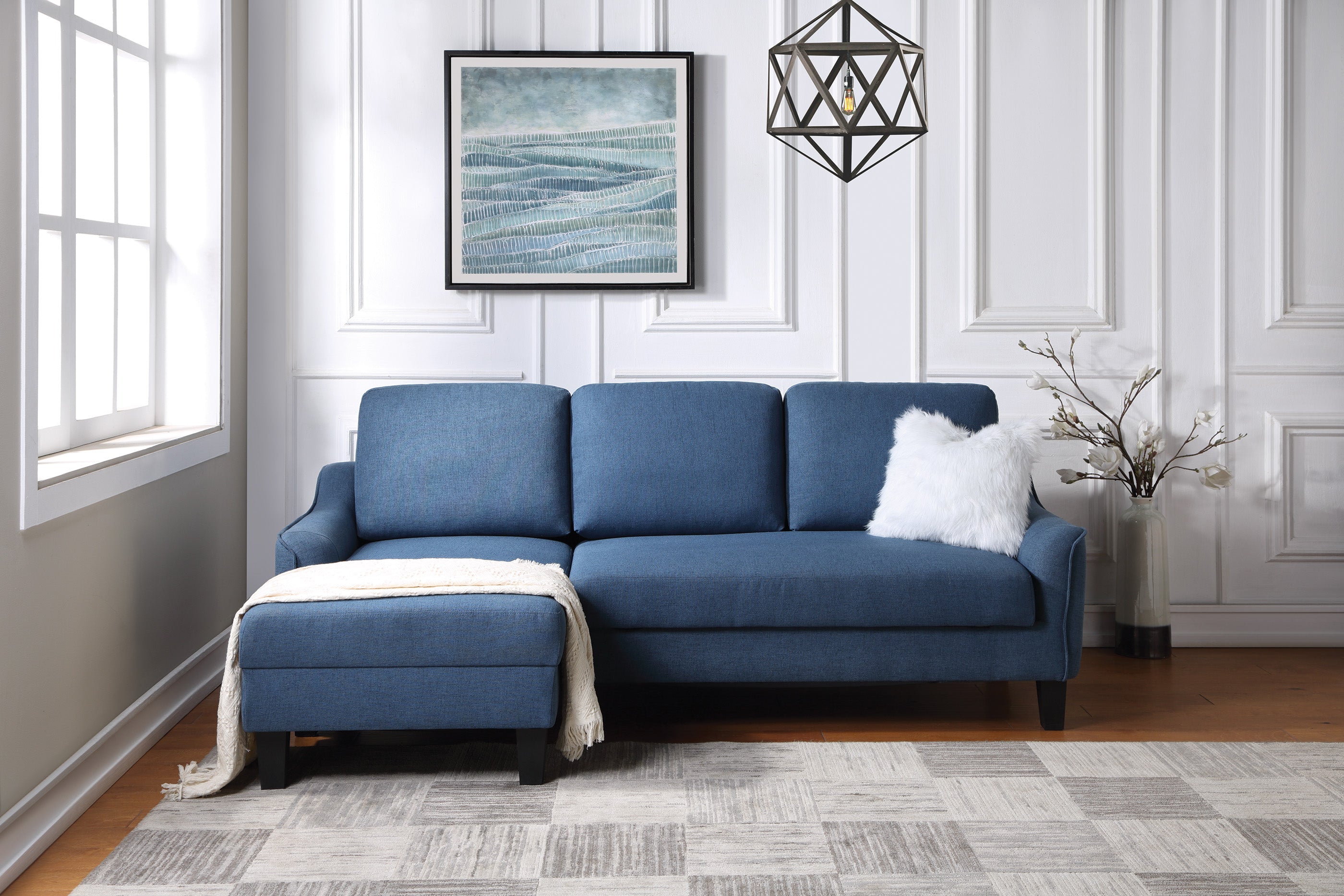 Lester Chaise Sofa - Blue
