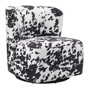 Lucia Swivel Chair - Black Cow