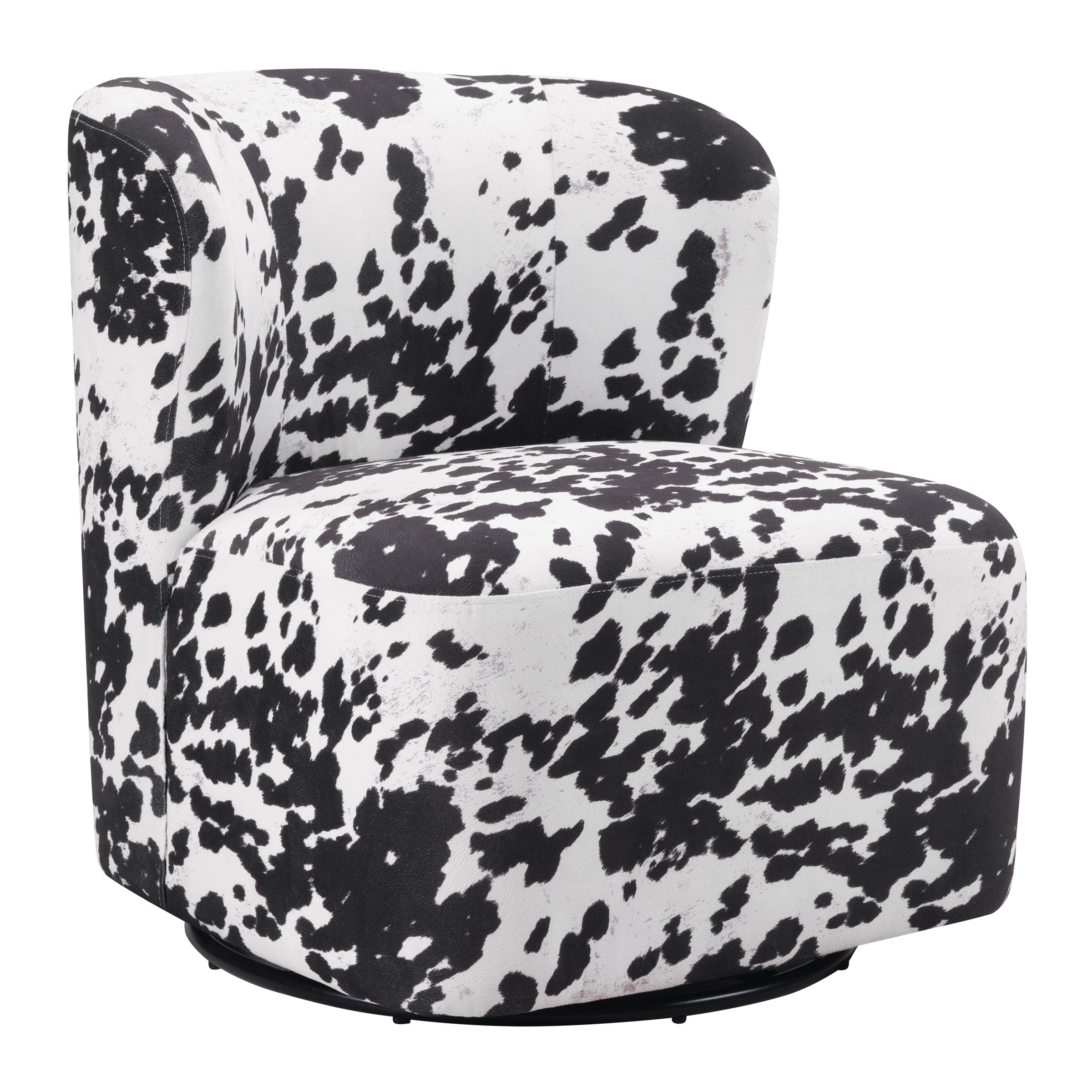Lucia Swivel Chair - Black Cow