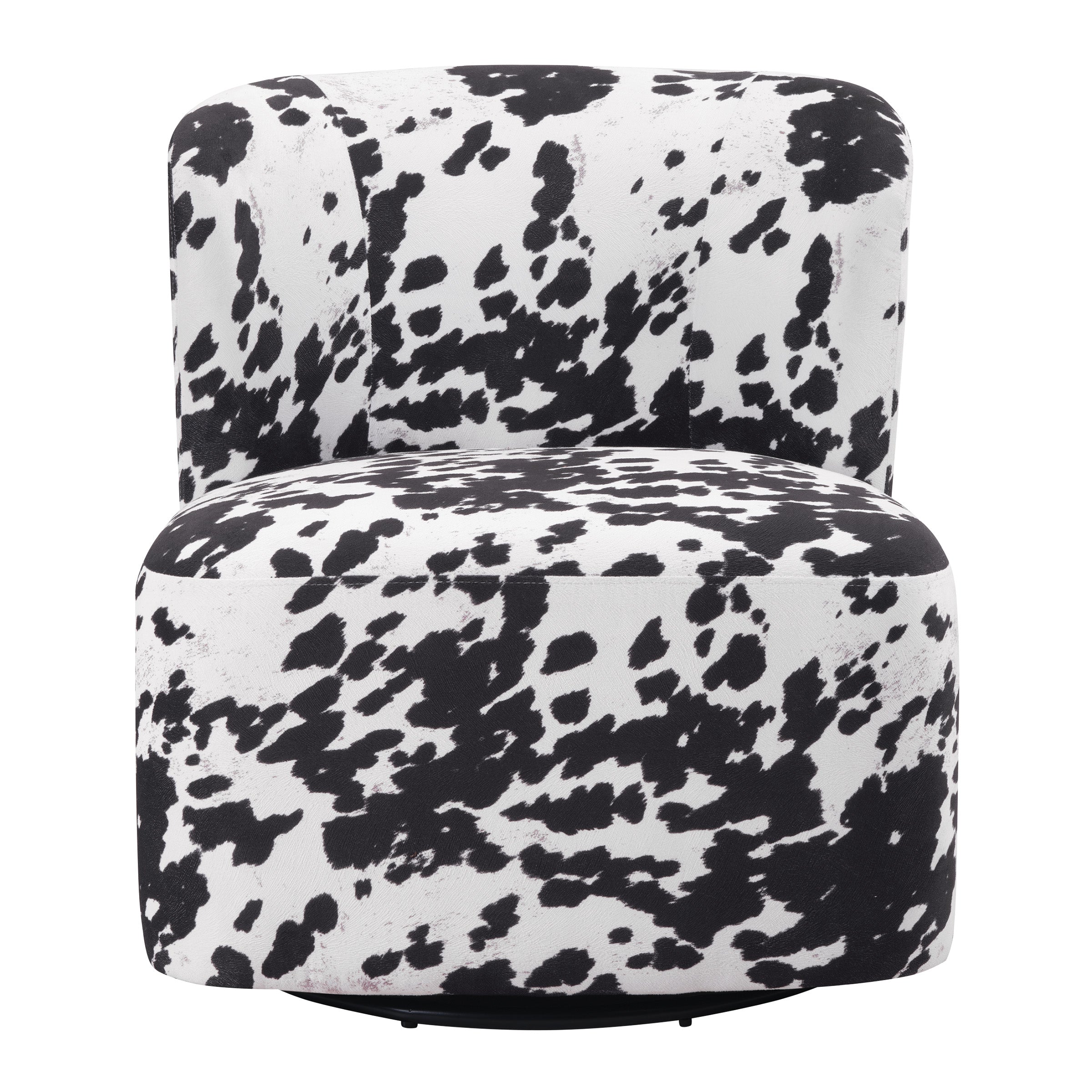 Lucia Swivel Chair - Black Cow