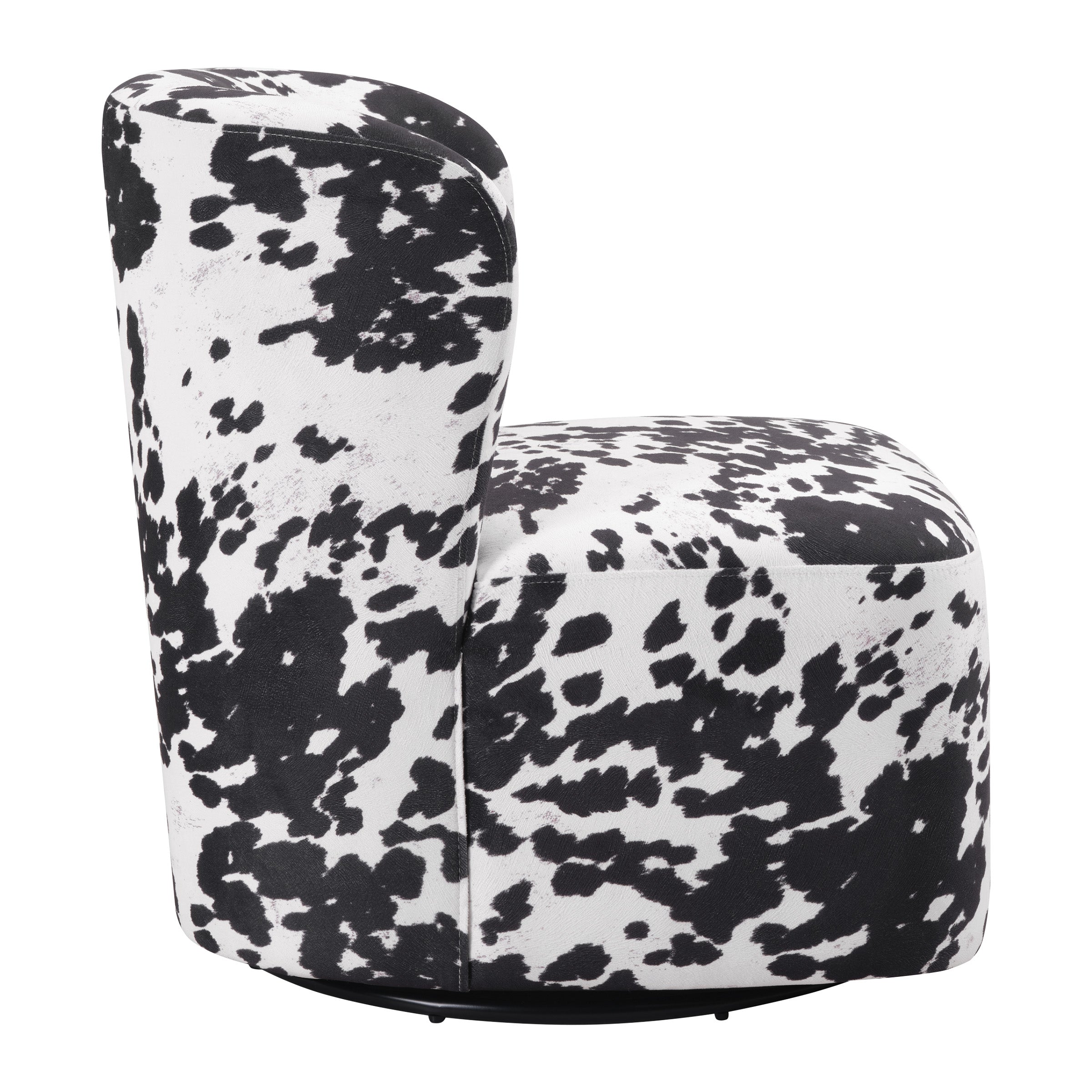 Lucia Swivel Chair - Black Cow
