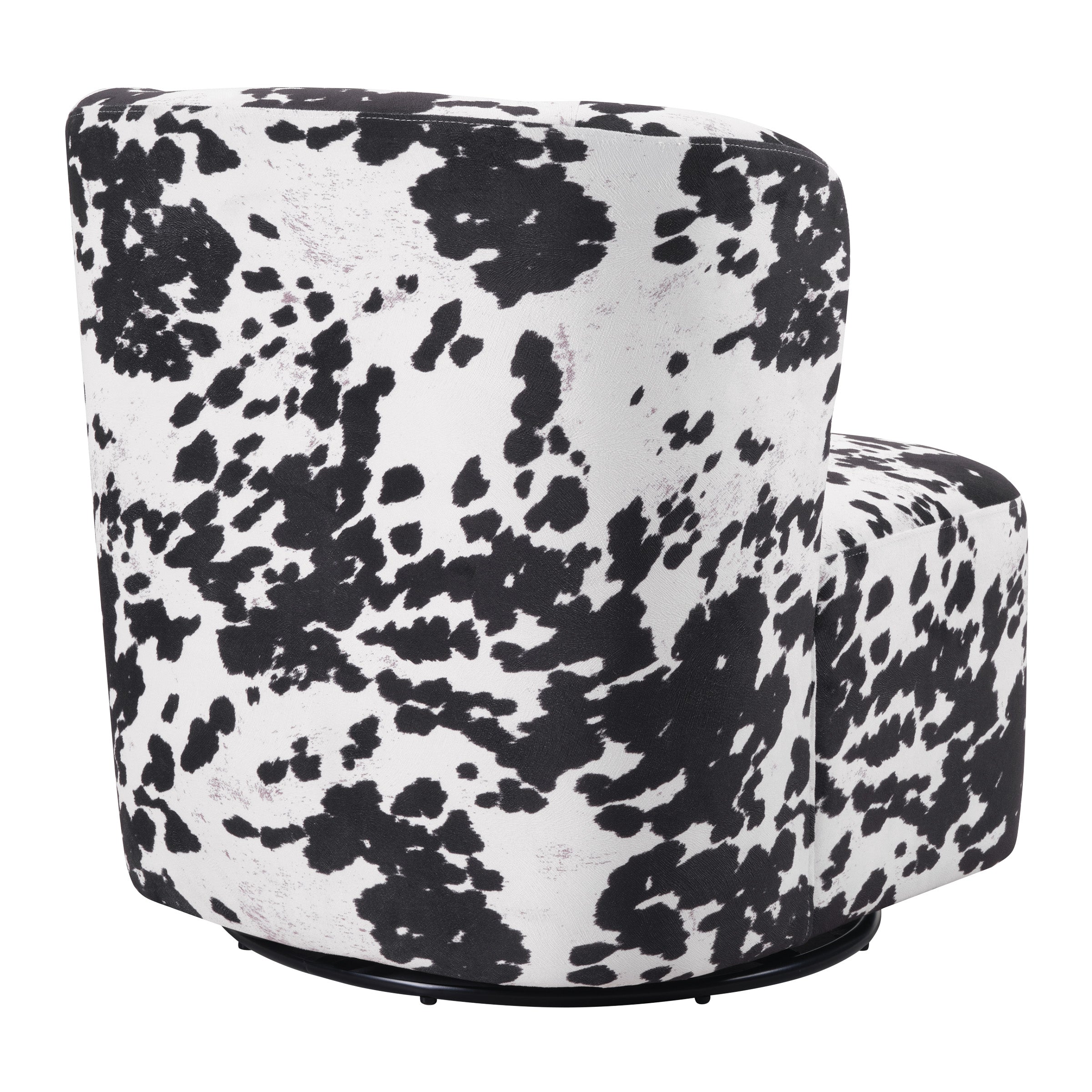 Lucia Swivel Chair - Black Cow