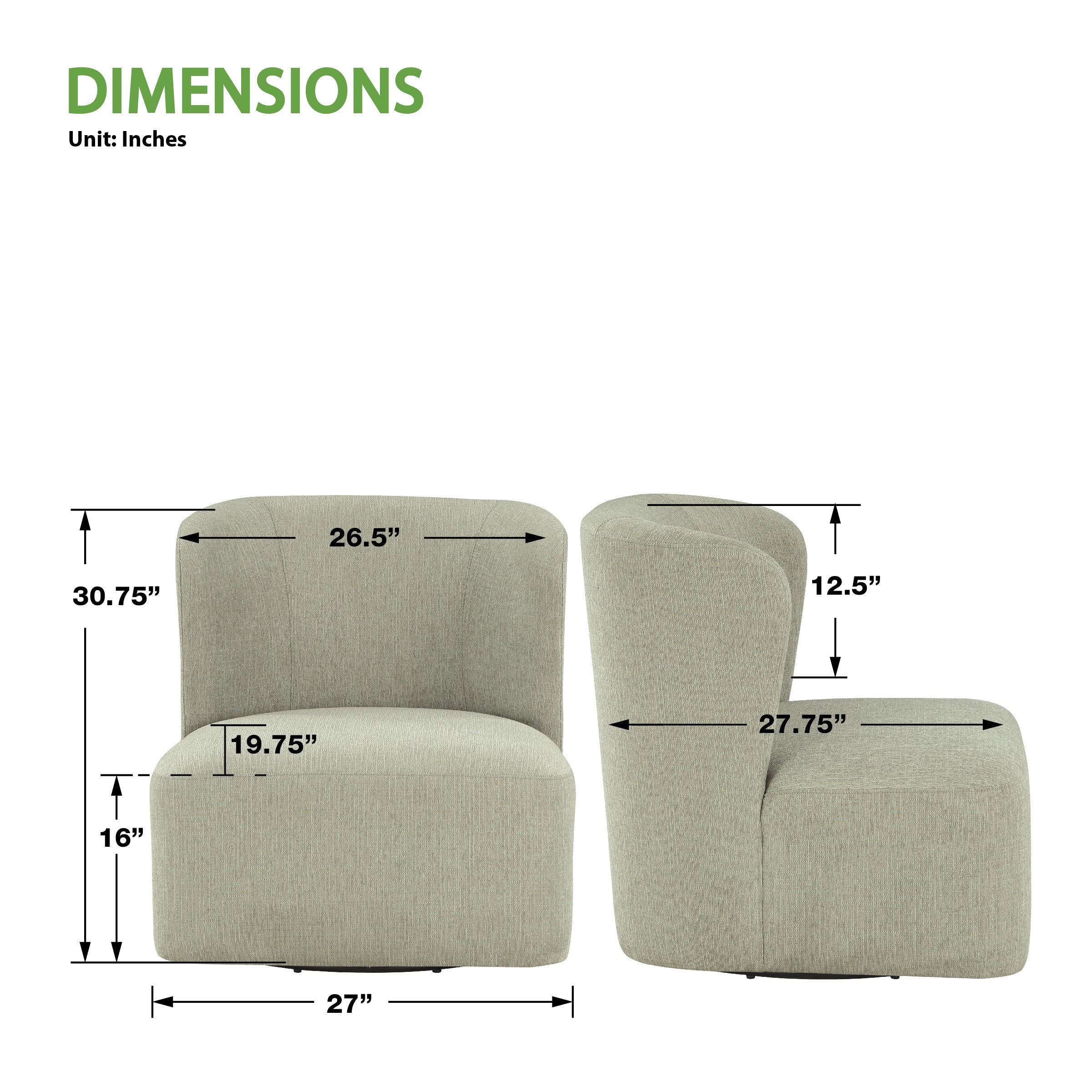 Lucia Swivel Chair - Fog