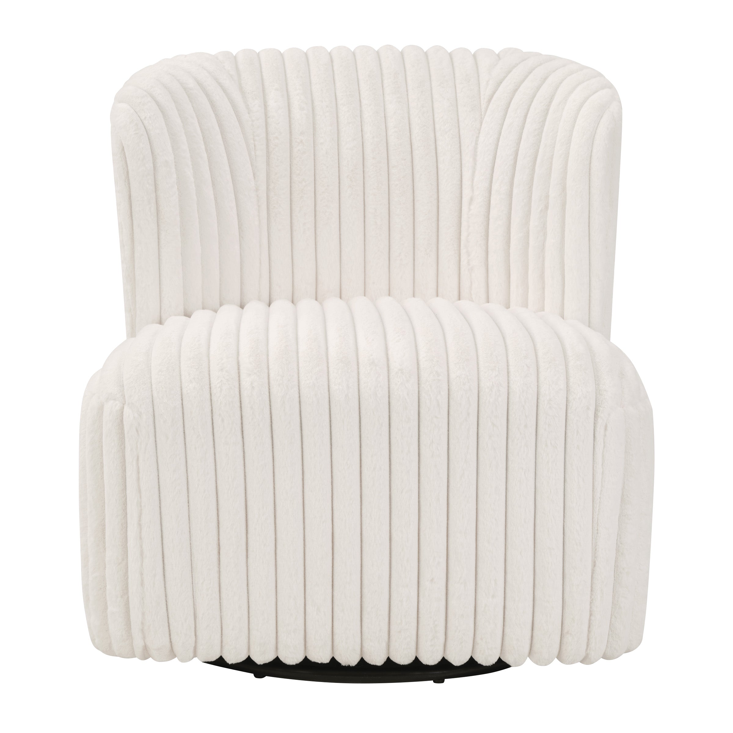 Lucia Swivel Chair - White Cord Fur