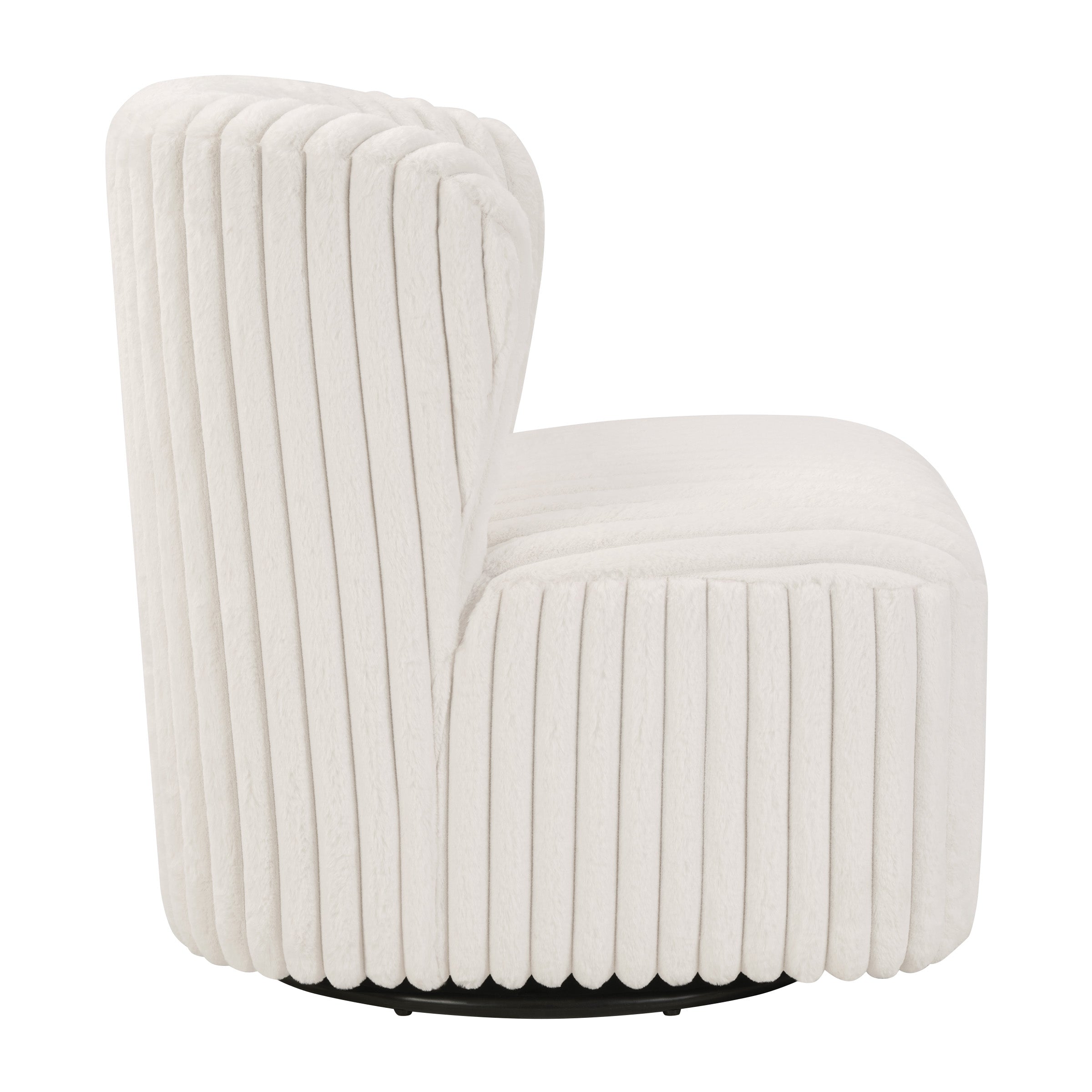 Lucia Swivel Chair - White Cord Fur