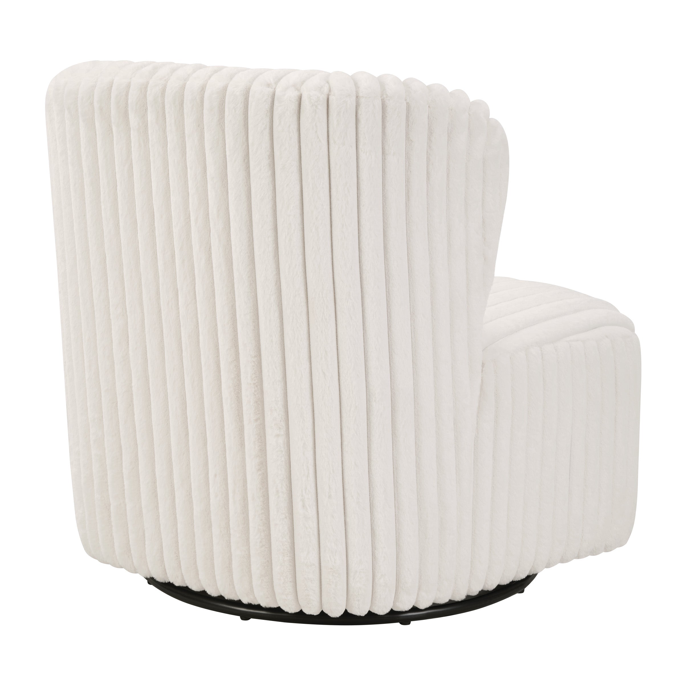 Lucia Swivel Chair - White Cord Fur