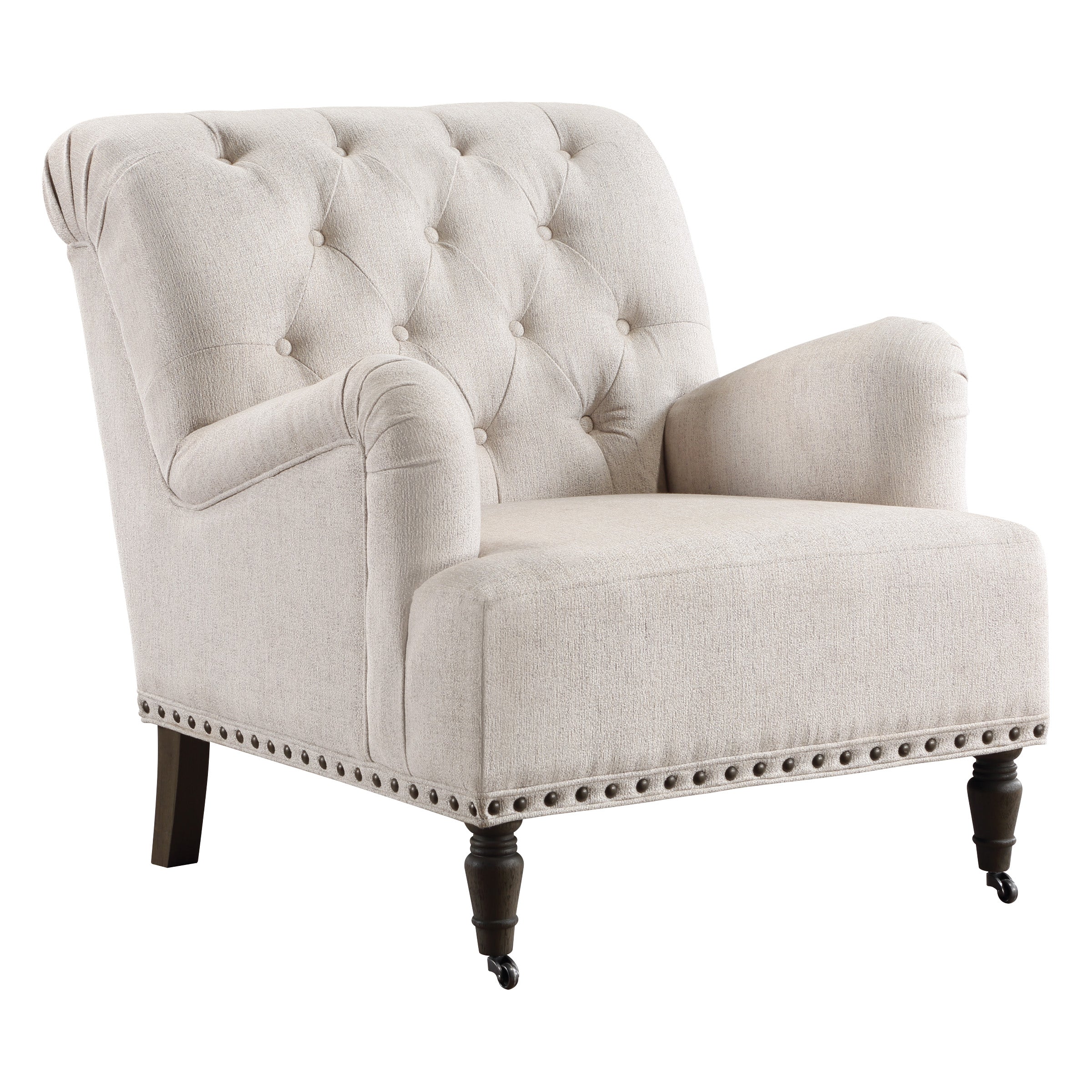Lyman Accent Chair- Grey Washed Legs w/casters