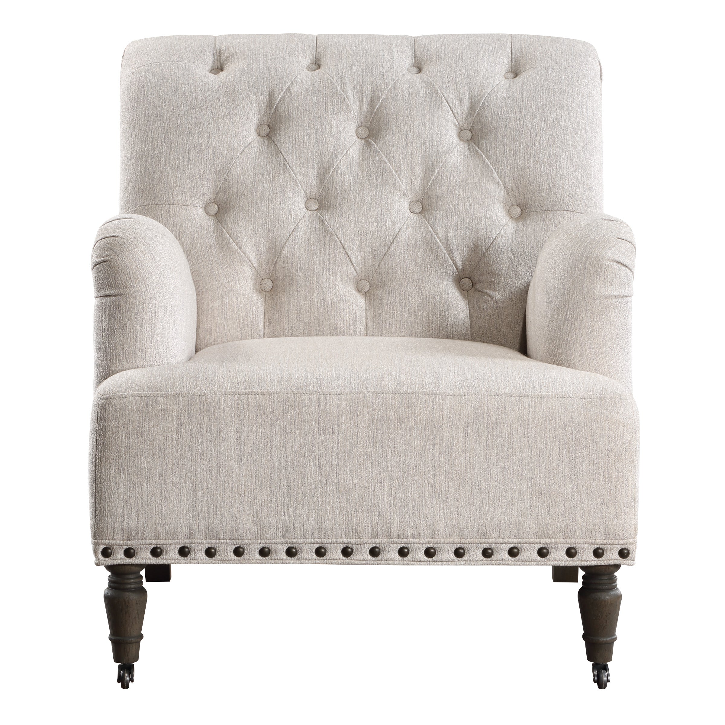 Lyman Accent Chair- Grey Washed Legs w/casters
