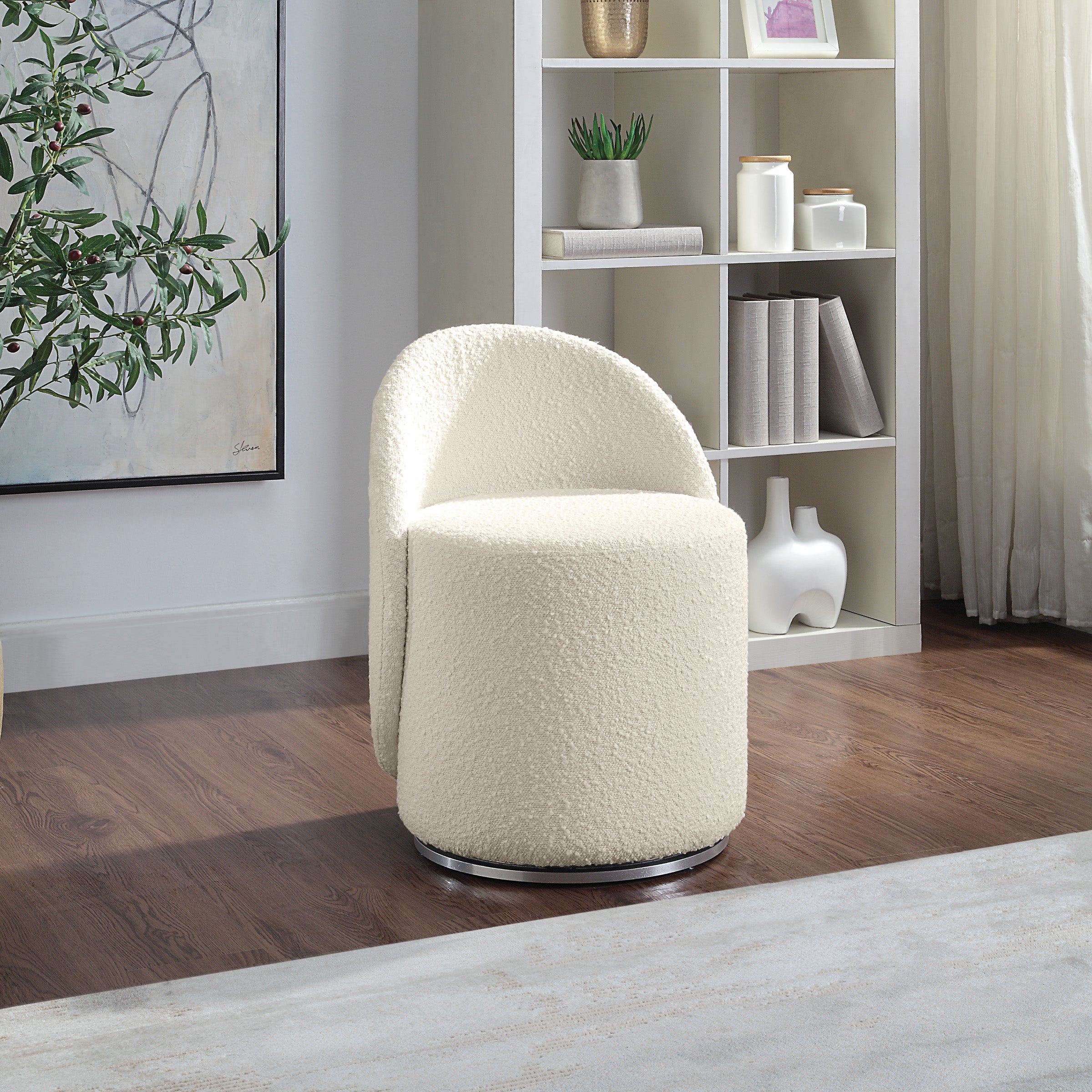 Lystra Swivel Vanity Chair - Textured Cream