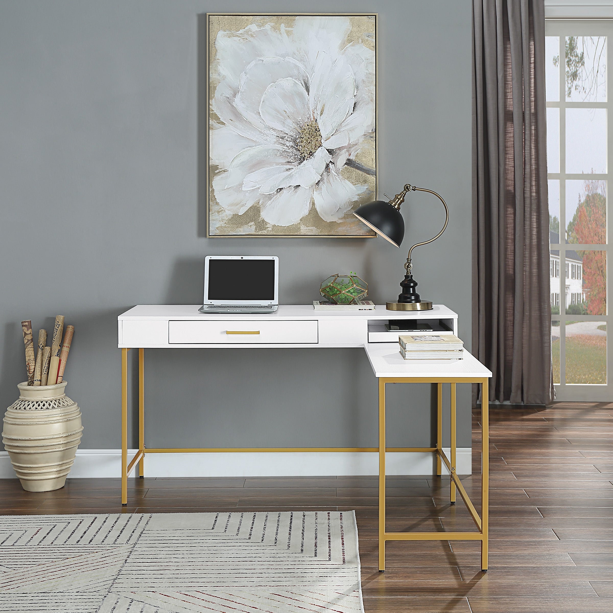 Modern Life Desk in White - White