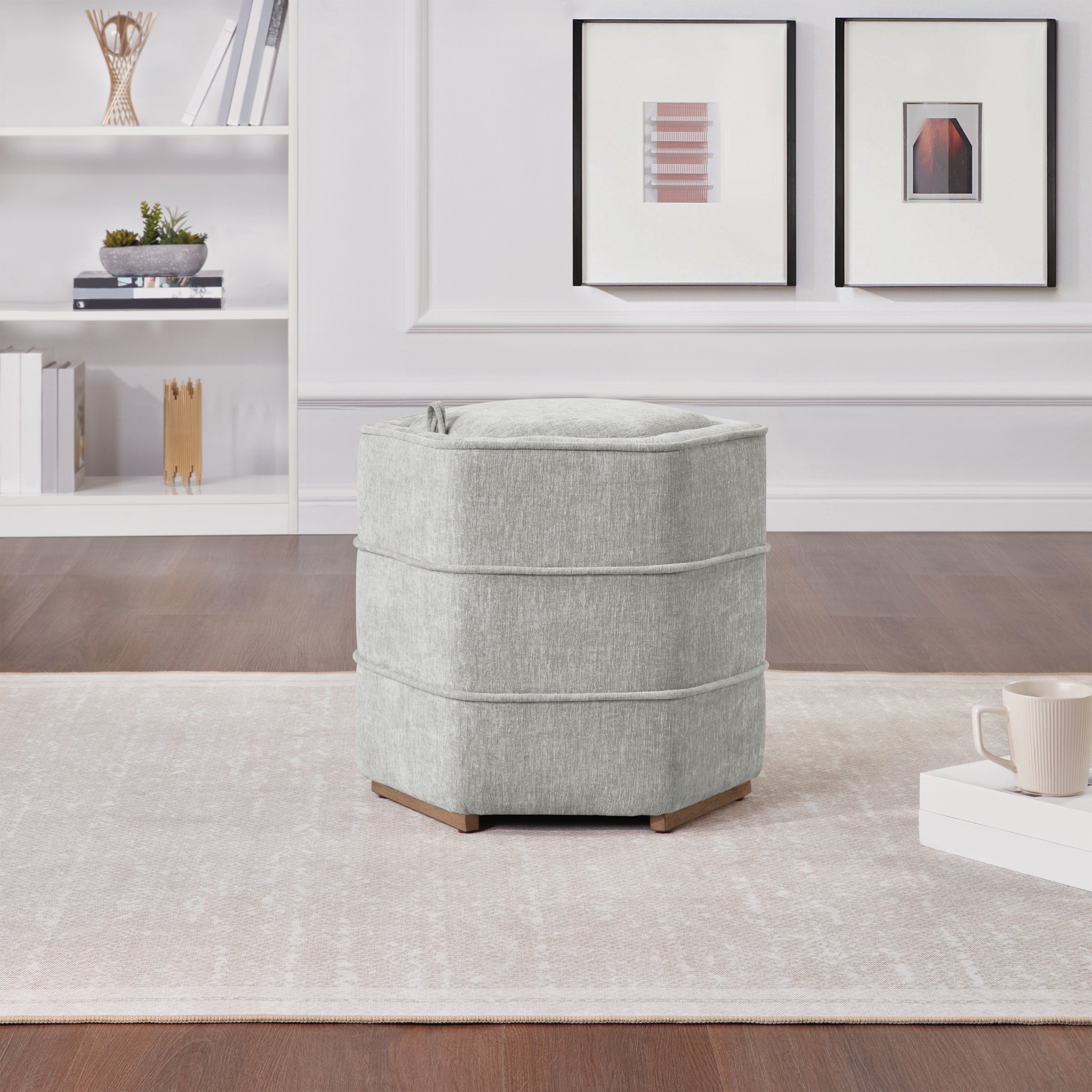 Maddox 6-sided Storage Ottoman - Fog