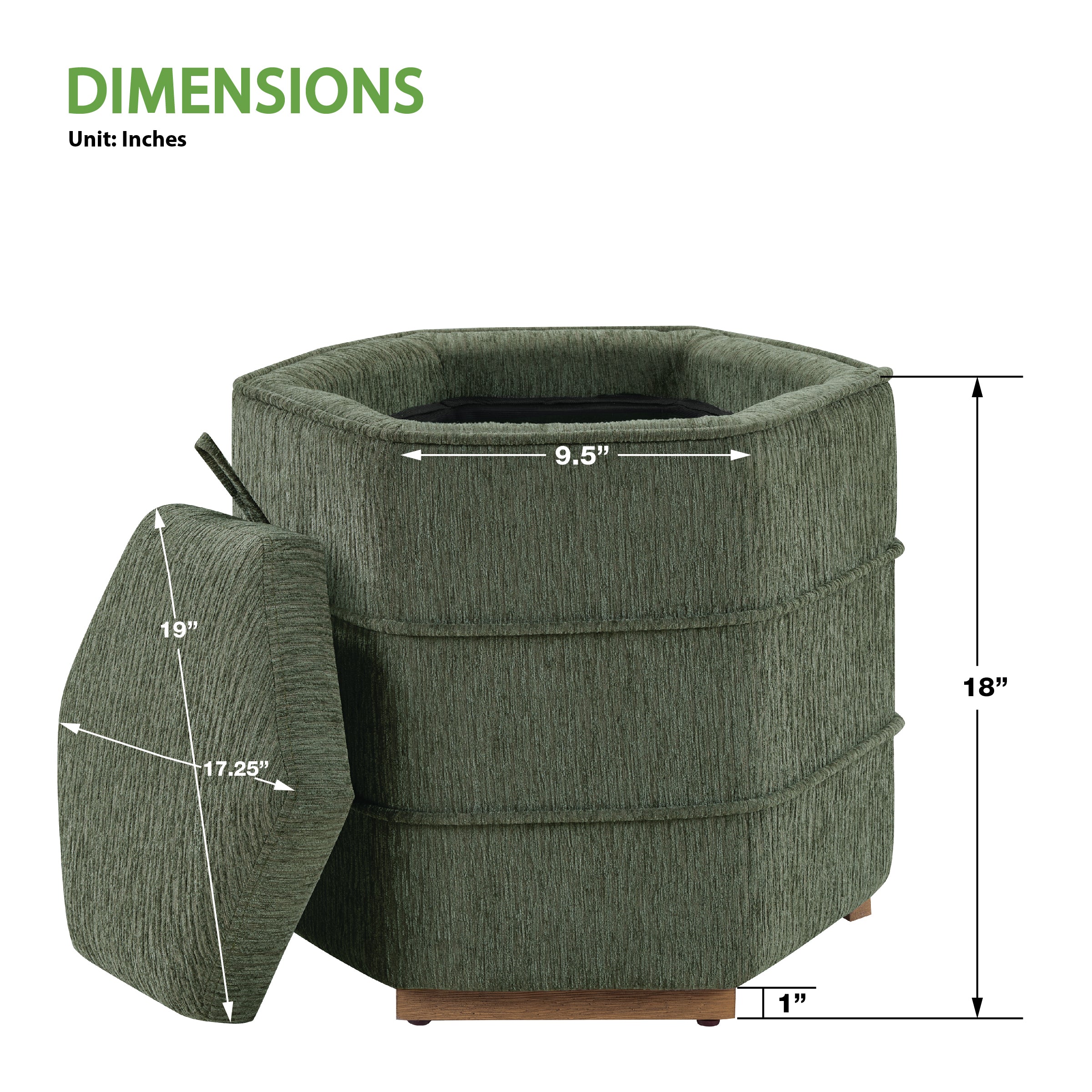 Maddox 6-sided Storage Ottoman - Pine