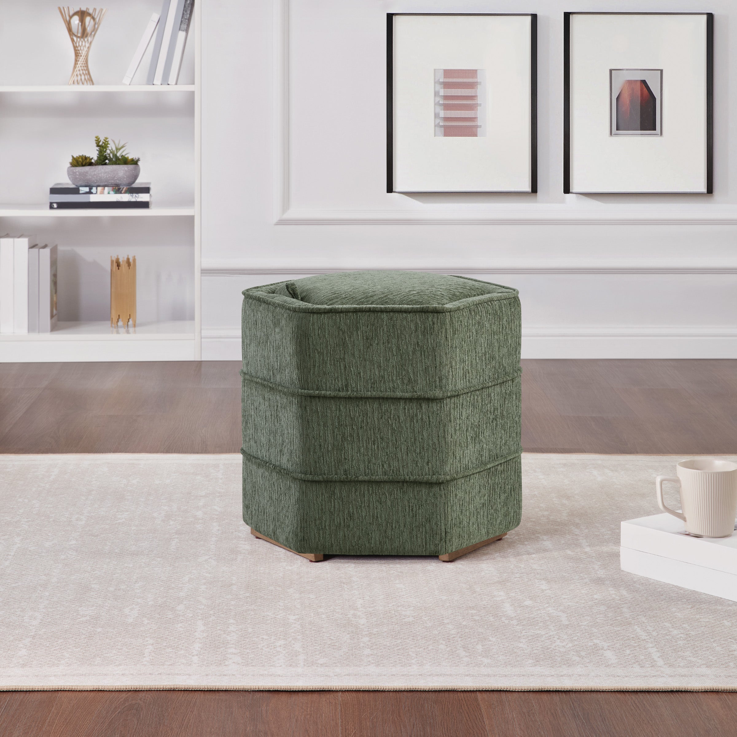 Maddox 6-sided Storage Ottoman - Pine