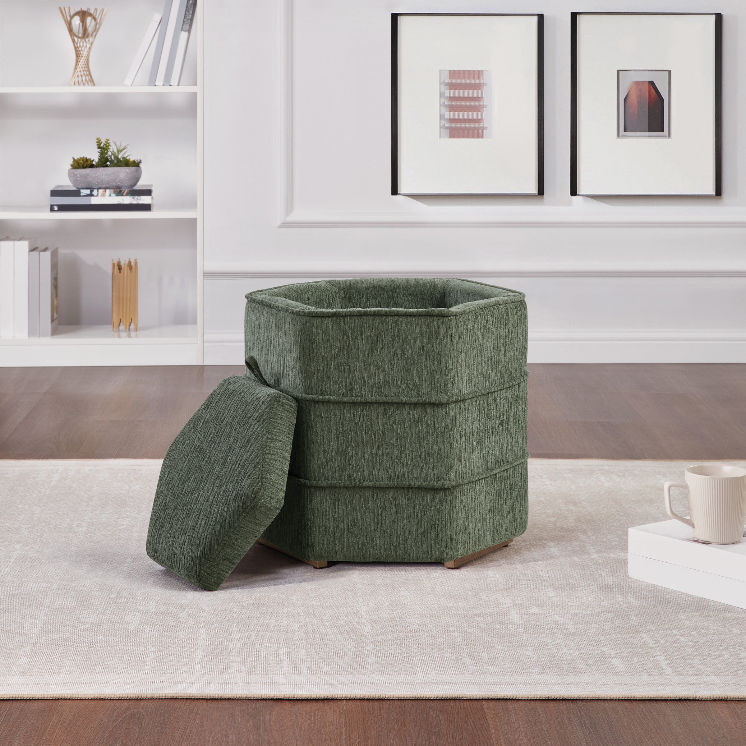 Maddox 6-sided Storage Ottoman - Pine