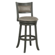 30" Swivel Stool in Dove Faux Leather Back Antique Grey Finish