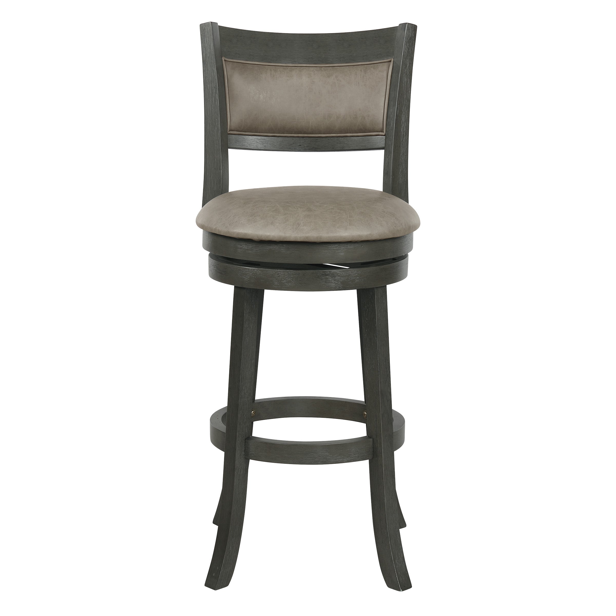 30" Swivel Stool in Dove Faux Leather Back Antique Grey Finish