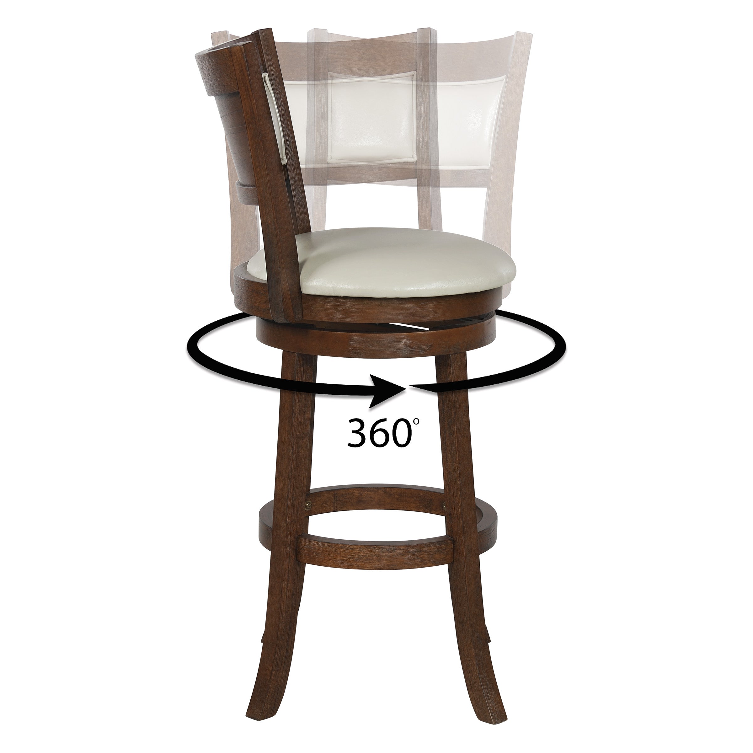 Swivel Stool 30" - Cream / Dark Walnut Finish