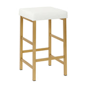 26" Gold Backless Stool - White