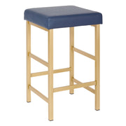26" Gold Backless Stool - Blue
