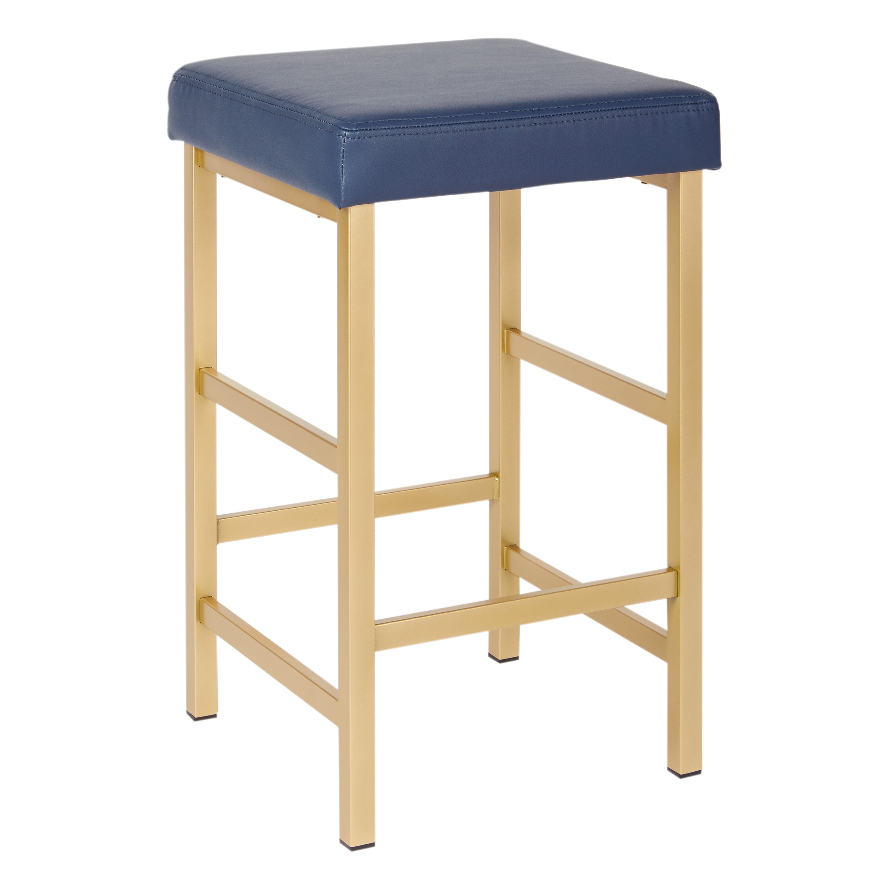 26" Gold Backless Stool - Blue