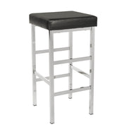 30" Chrome Backless Stool - Black