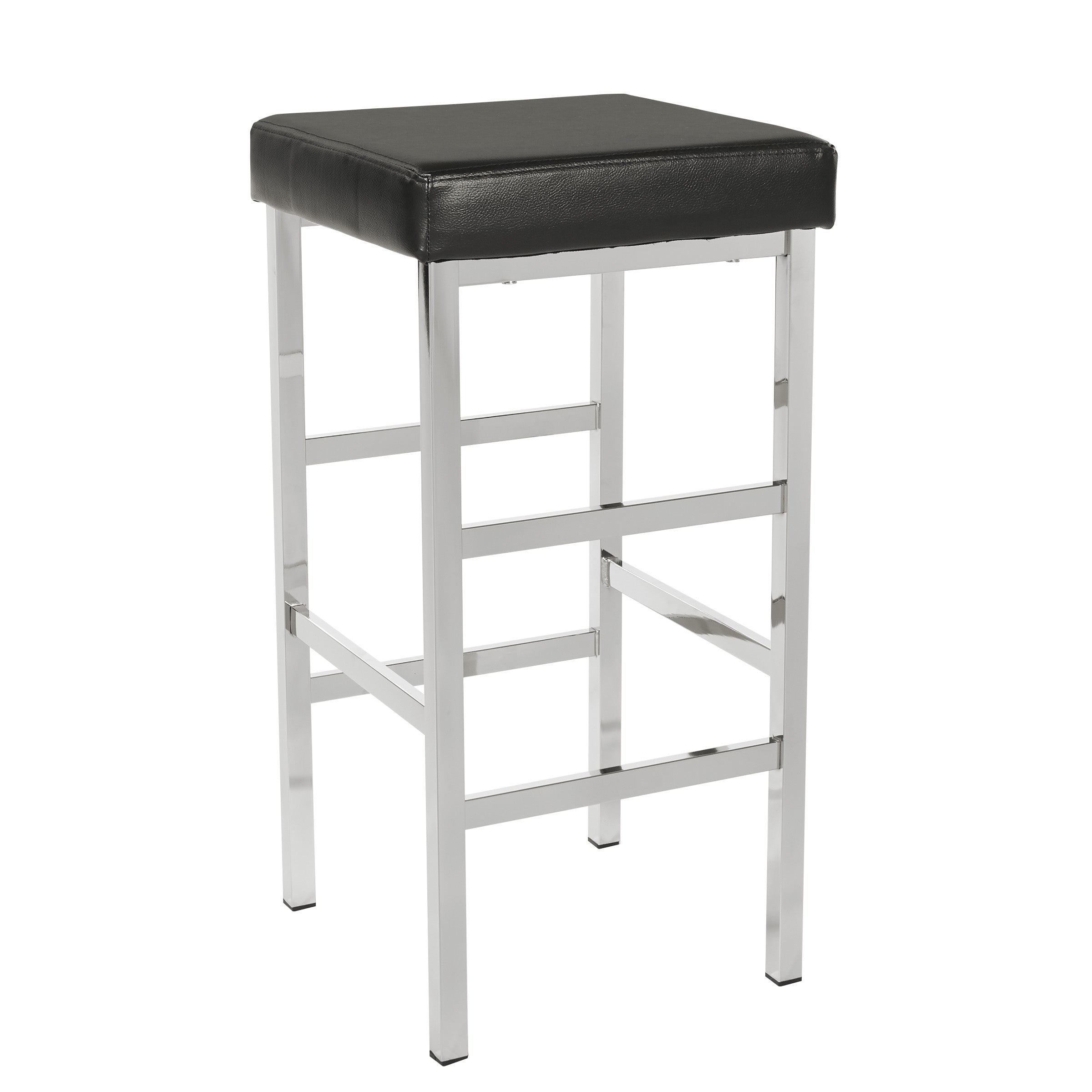 30" Chrome Backless Stool - Black