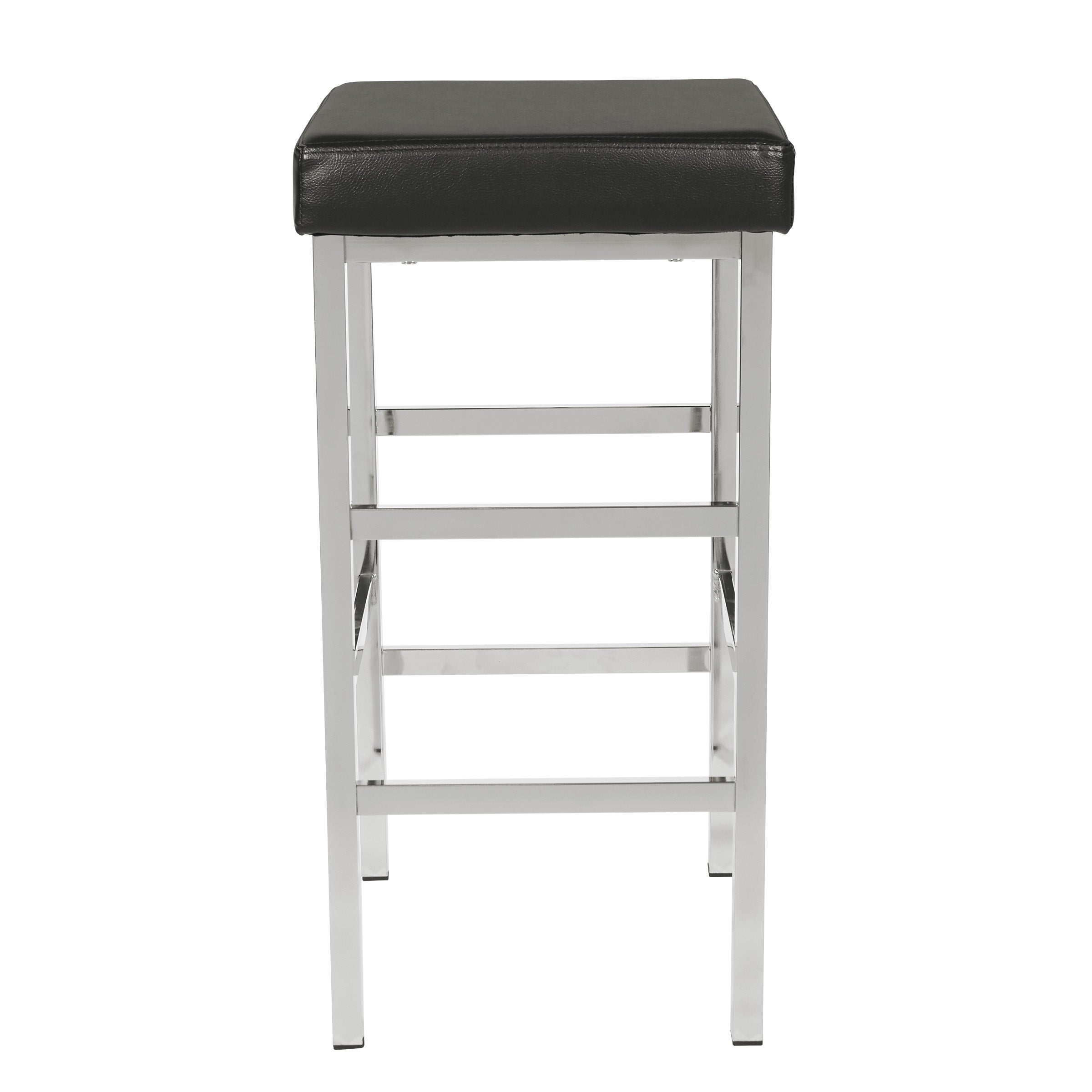 30" Chrome Backless Stool - Black
