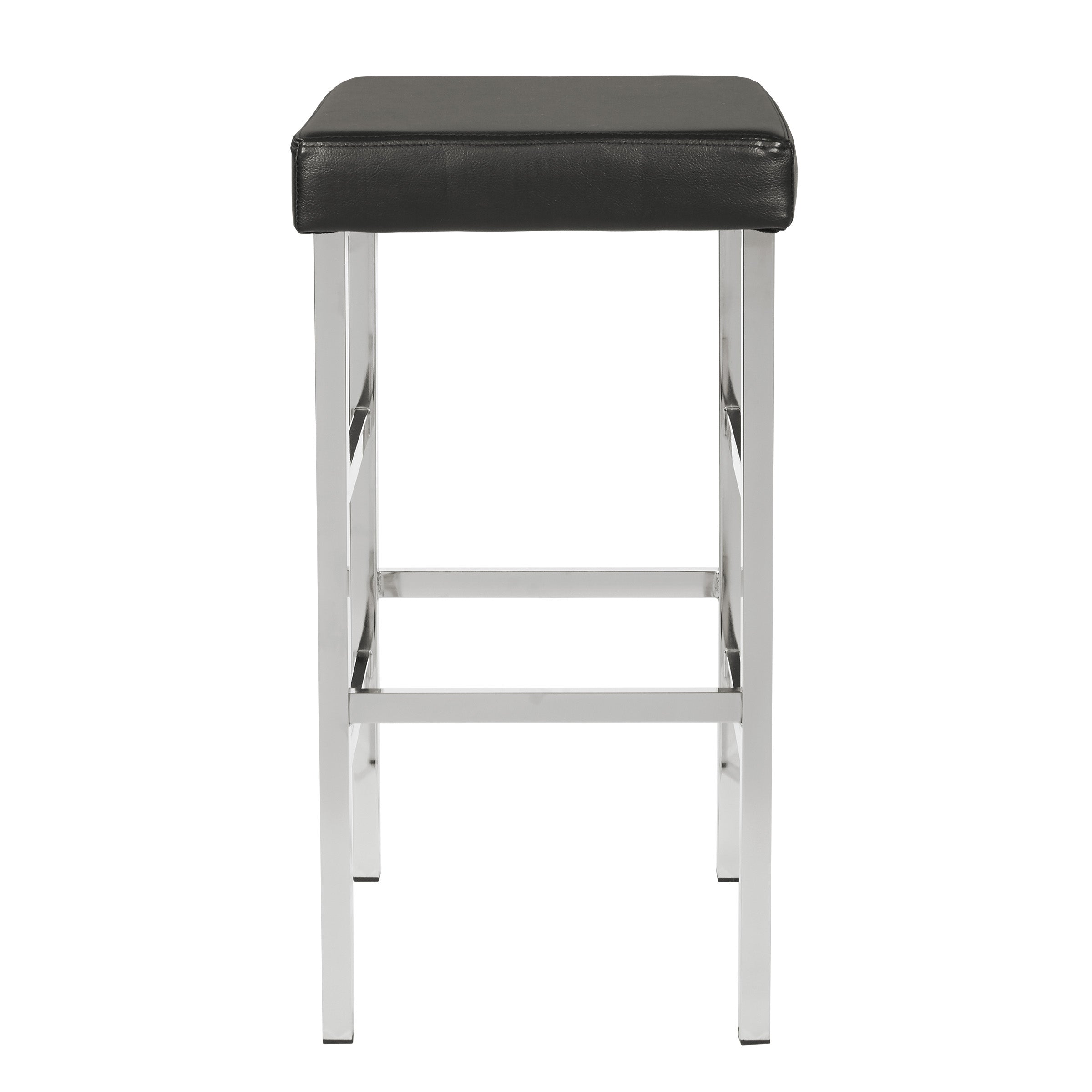 30" Chrome Backless Stool - Black