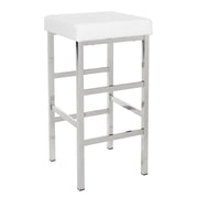 30" Chrome Backless Stool - White
