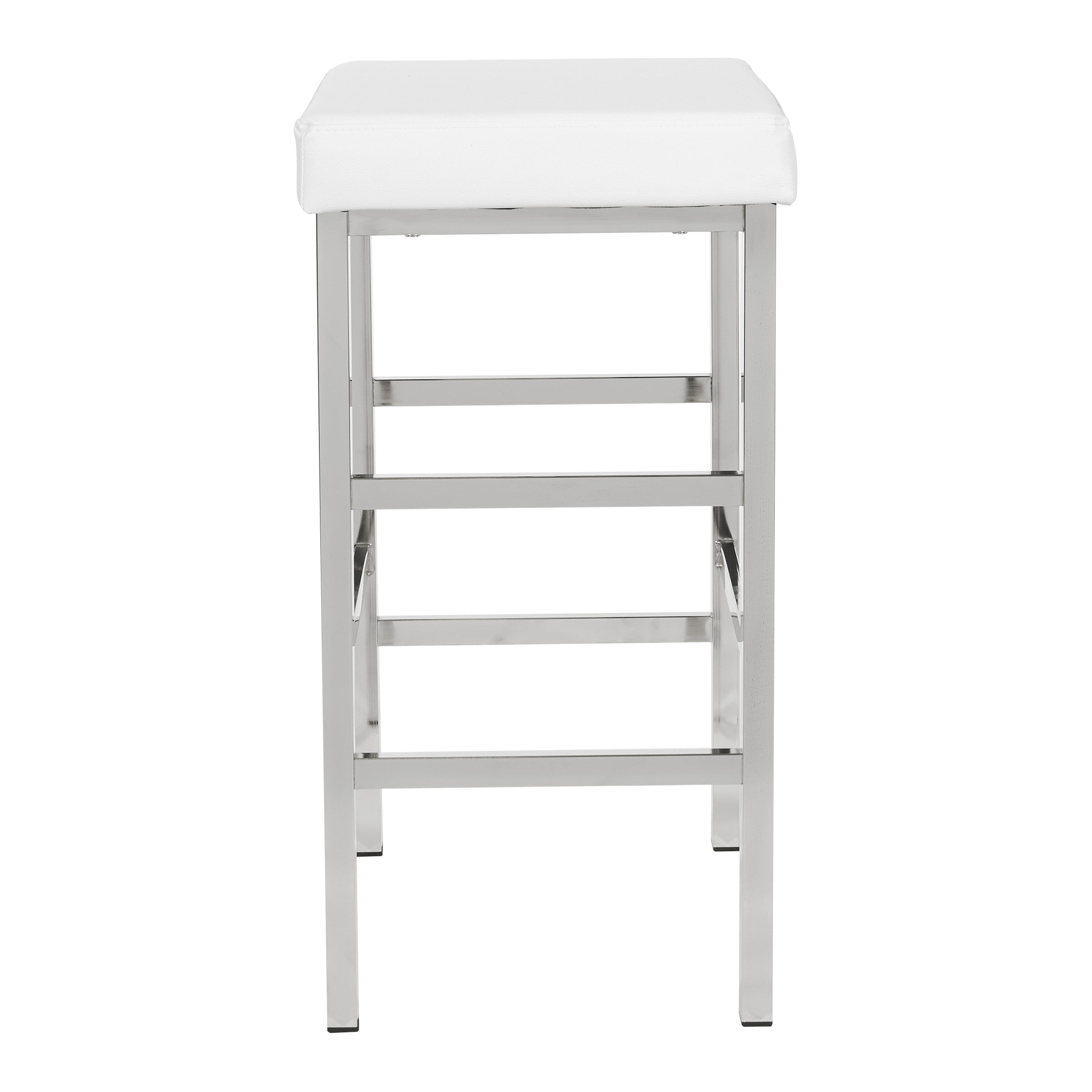 30" Chrome Backless Stool - White