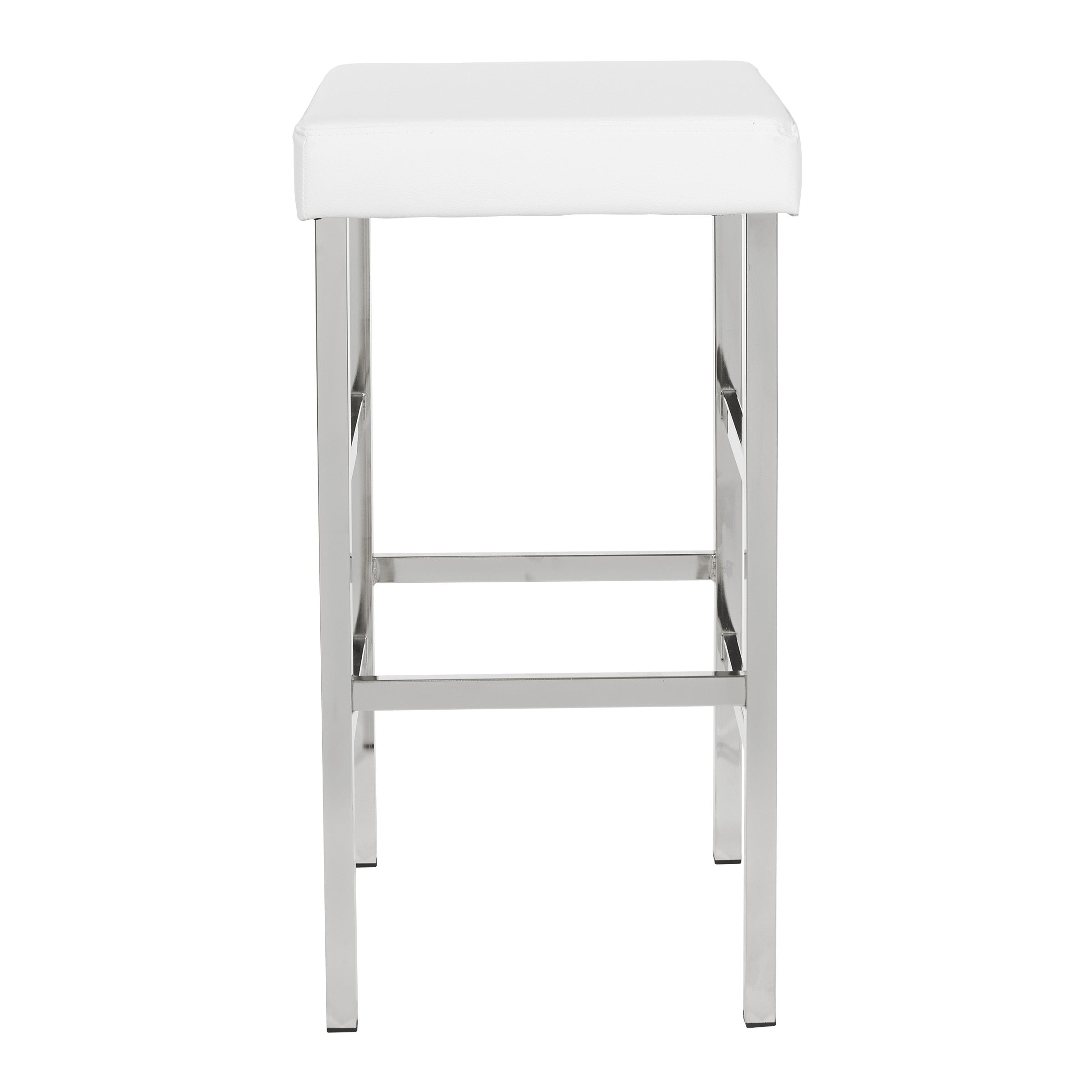 30" Chrome Backless Stool - White