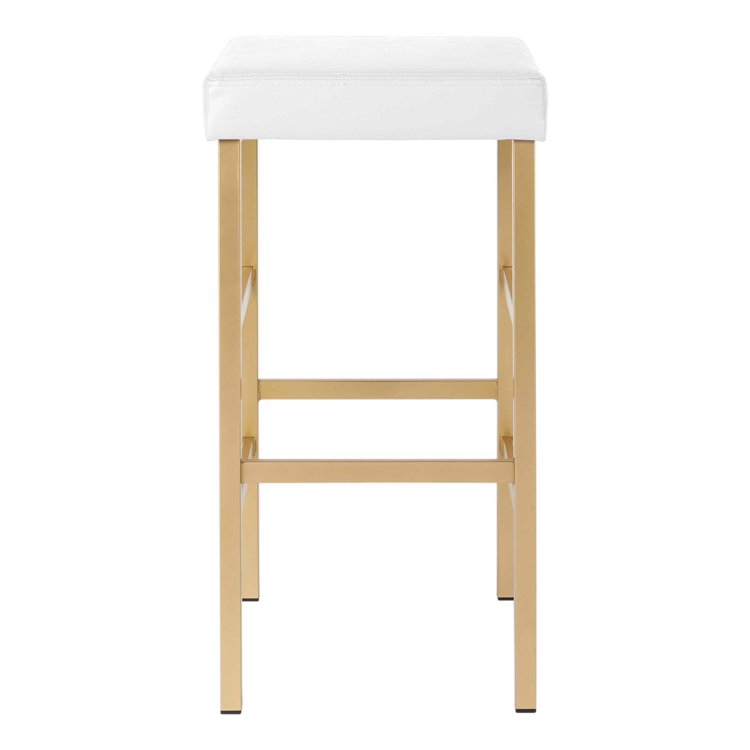30" Gold Backless Stool - White