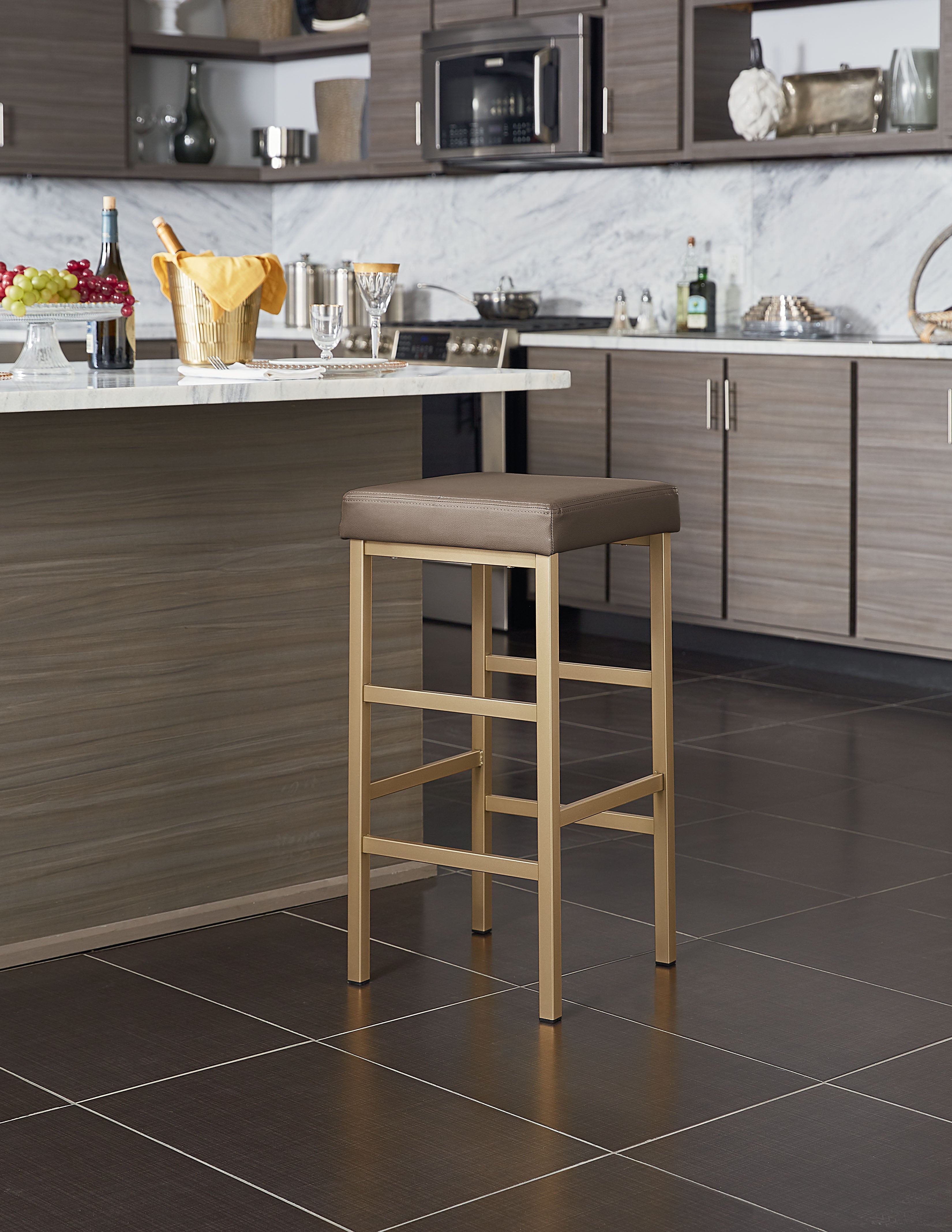 30" Gold Backless Stool - Camel
